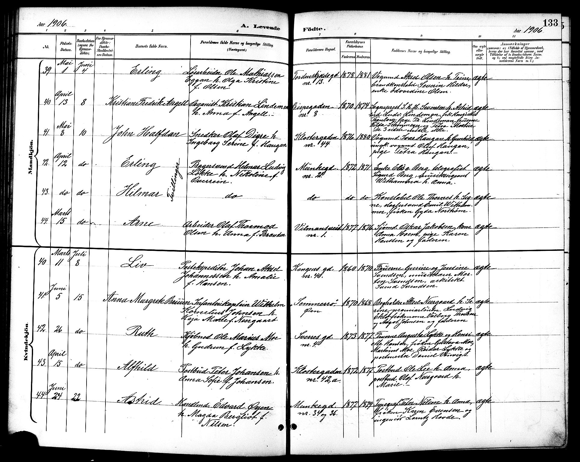 Ministerialprotokoller, klokkerbøker og fødselsregistre - Sør-Trøndelag, AV/SAT-A-1456/601/L0094: Parish register (copy) no. 601C12, 1898-1911, p. 133