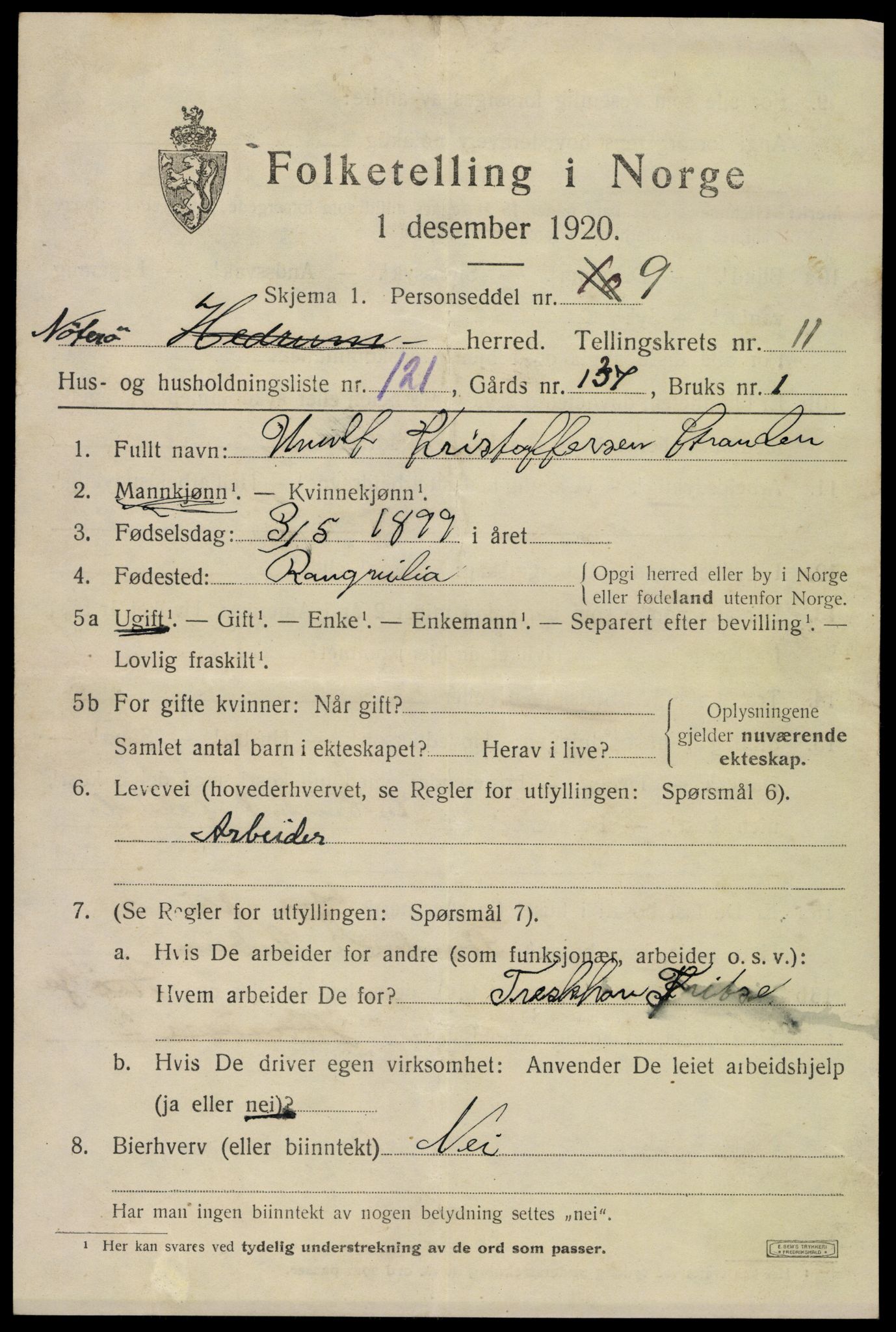 SAKO, 1920 census for Nøtterøy, 1920, p. 14683