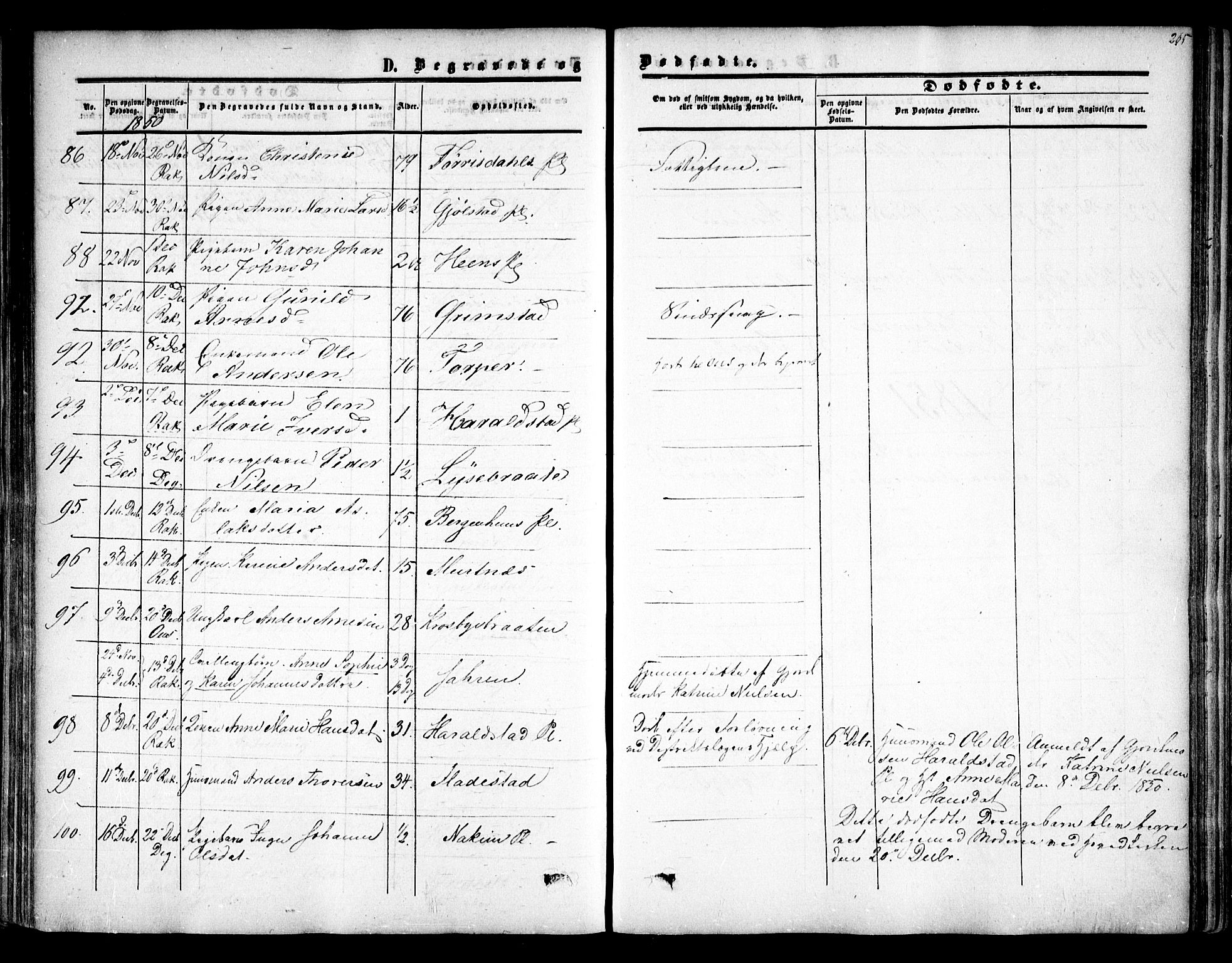 Rakkestad prestekontor Kirkebøker, AV/SAO-A-2008/F/Fa/L0009: Parish register (official) no. I 9, 1850-1856, p. 265