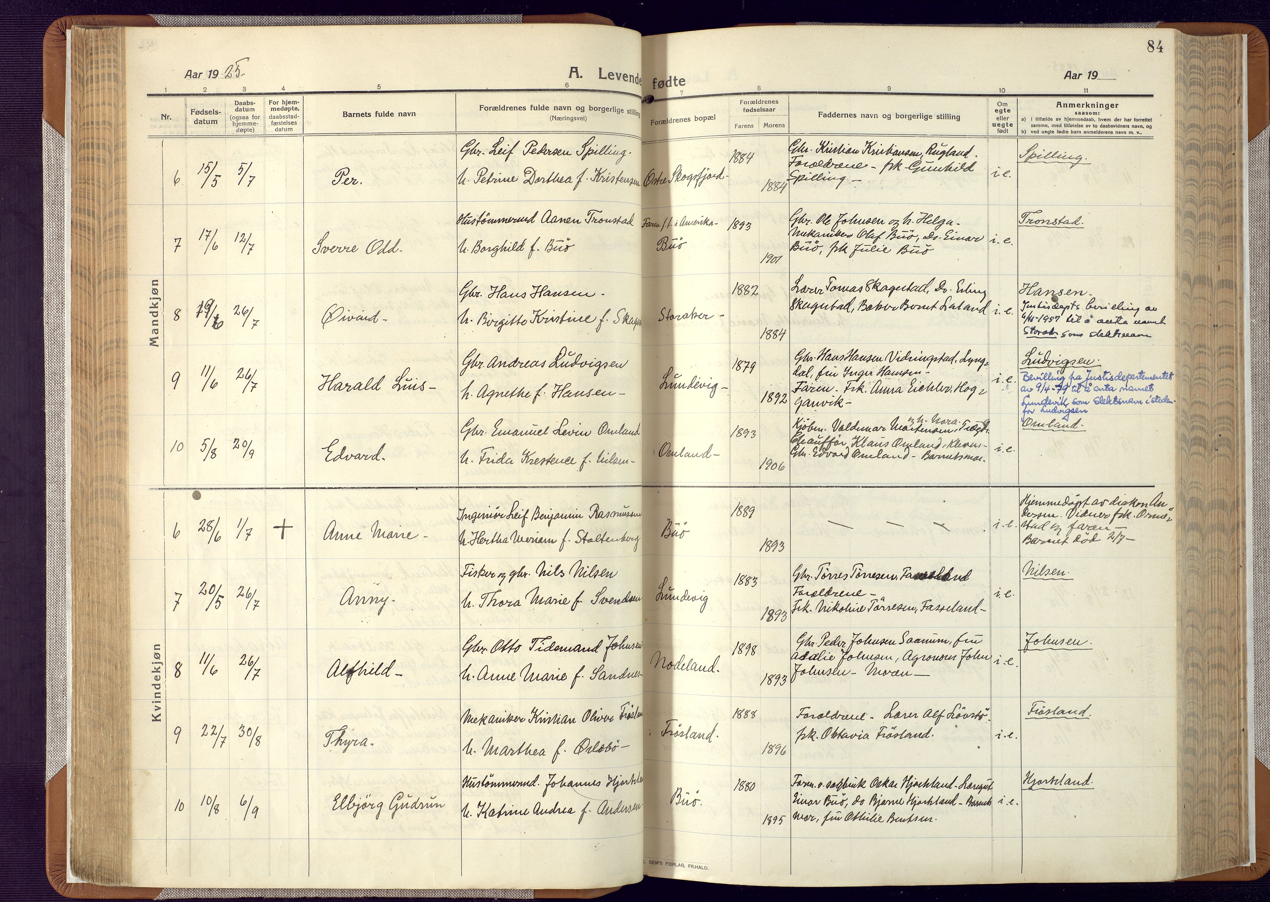 Mandal sokneprestkontor, SAK/1111-0030/F/Fa/Faa/L0022: Parish register (official) no. A 22, 1913-1925, p. 84