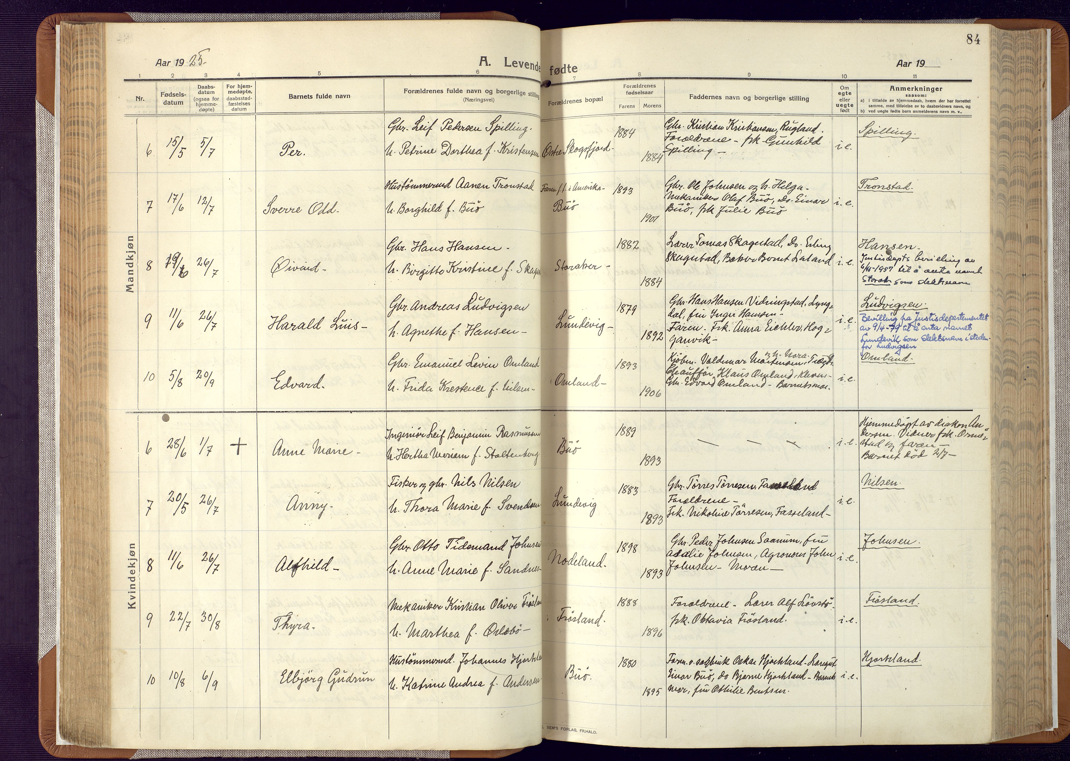 Mandal sokneprestkontor, AV/SAK-1111-0030/F/Fa/Faa/L0022: Parish register (official) no. A 22, 1913-1925, p. 84