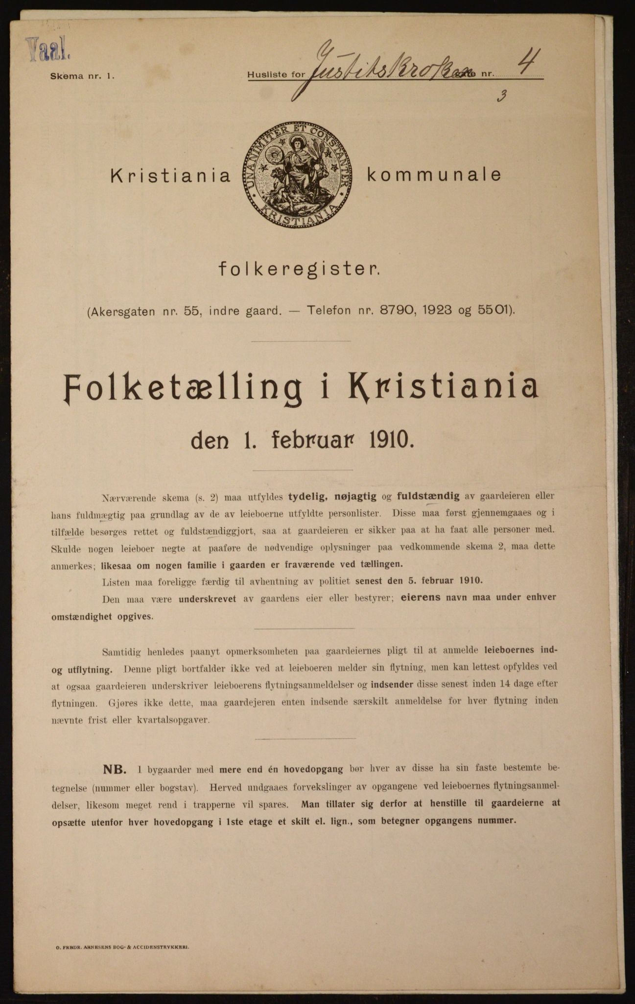 OBA, Municipal Census 1910 for Kristiania, 1910, p. 46304