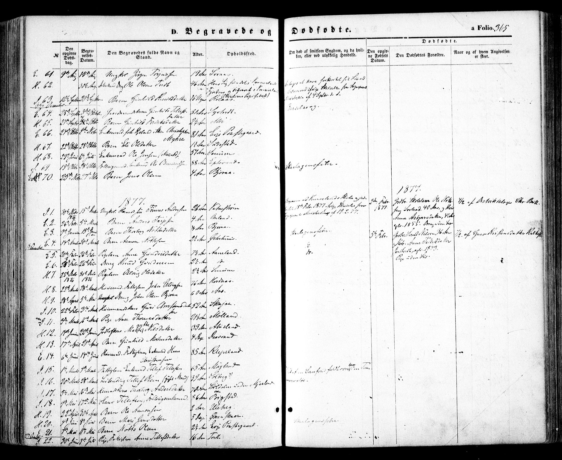Evje sokneprestkontor, SAK/1111-0008/F/Fa/Faa/L0006: Parish register (official) no. A 6, 1866-1884, p. 365