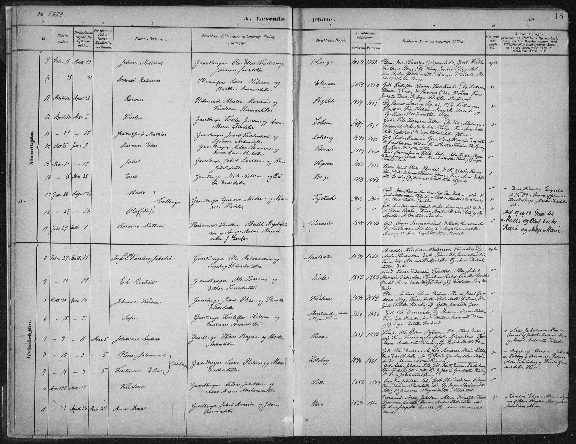 Gloppen sokneprestembete, AV/SAB-A-80101/H/Haa/Haab/L0001: Parish register (official) no. B  1, 1885-1905, p. 18