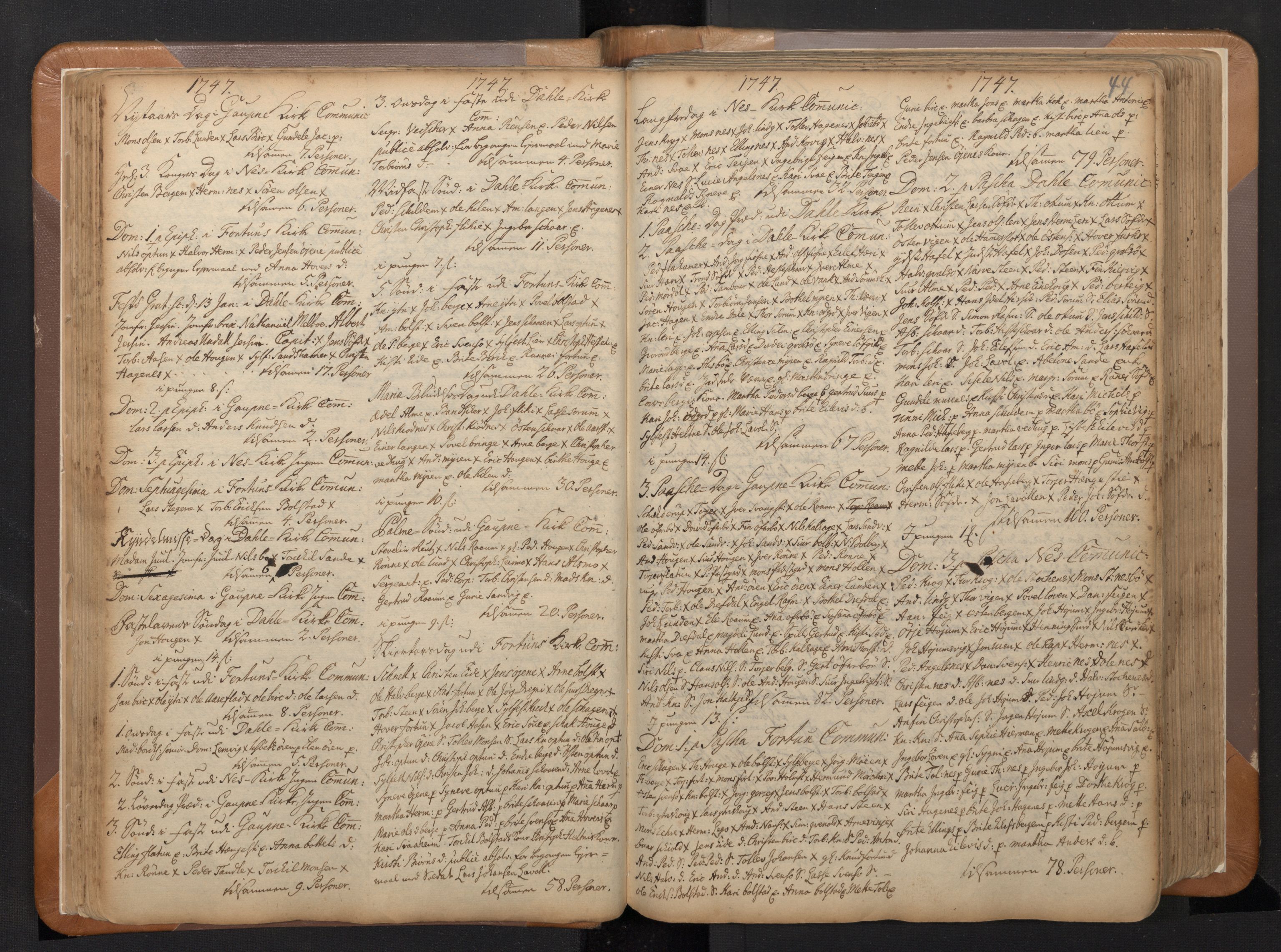 Luster sokneprestembete, AV/SAB-A-81101/H/Haa/Haaa/L0002: Parish register (official) no. A 2, 1751-1796, p. 43b-44a