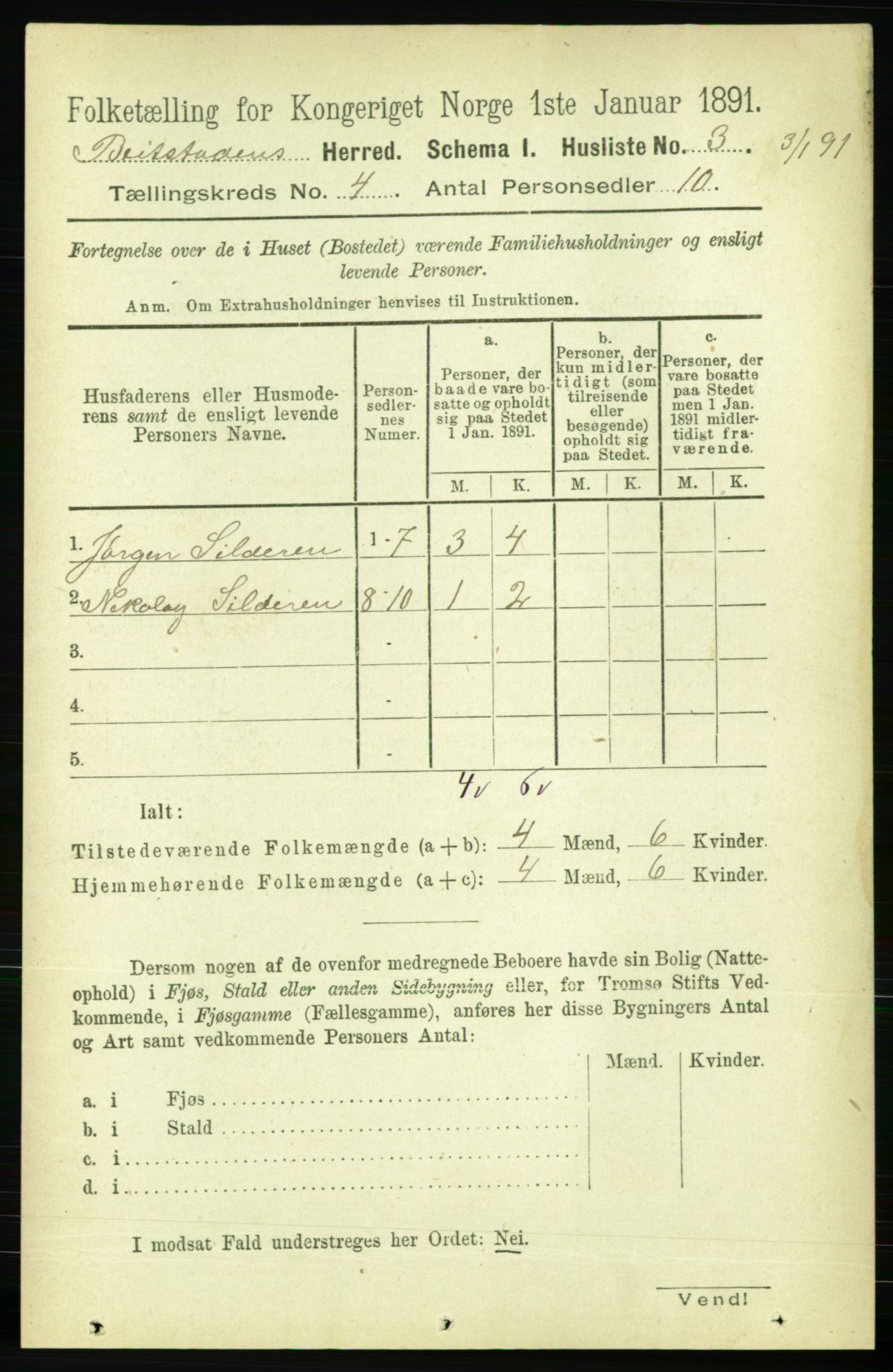 RA, 1891 census for 1727 Beitstad, 1891, p. 968