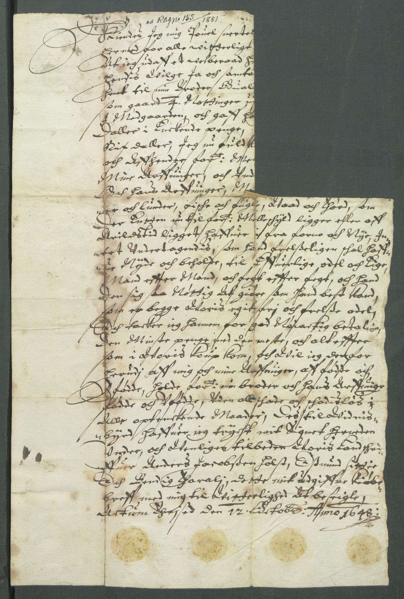 Riksarkivets diplomsamling, AV/RA-EA-5965/F02/L0161: Dokumenter, 1648, p. 93