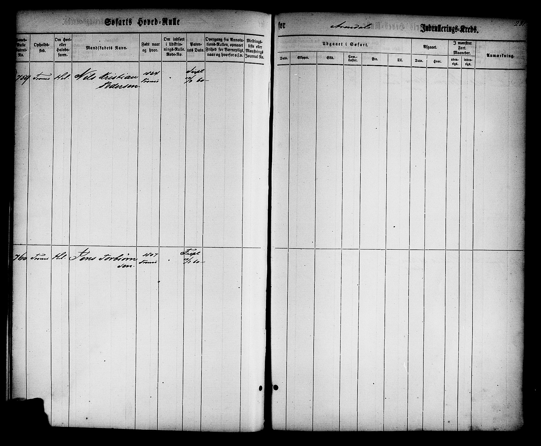 Arendal mønstringskrets, SAK/2031-0012/F/Fb/L0008: Hovedrulle nr 1-766, S-6, 1860-1865, p. 388