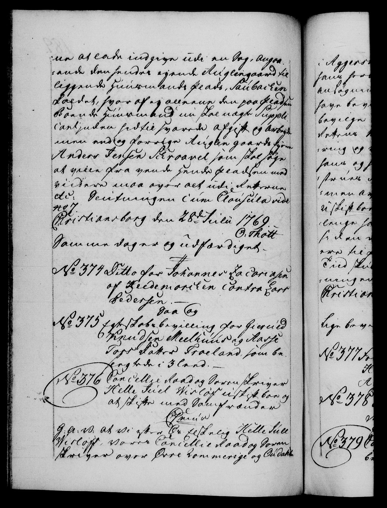 Danske Kanselli 1572-1799, AV/RA-EA-3023/F/Fc/Fca/Fcaa/L0044: Norske registre, 1769-1771, p. 189b