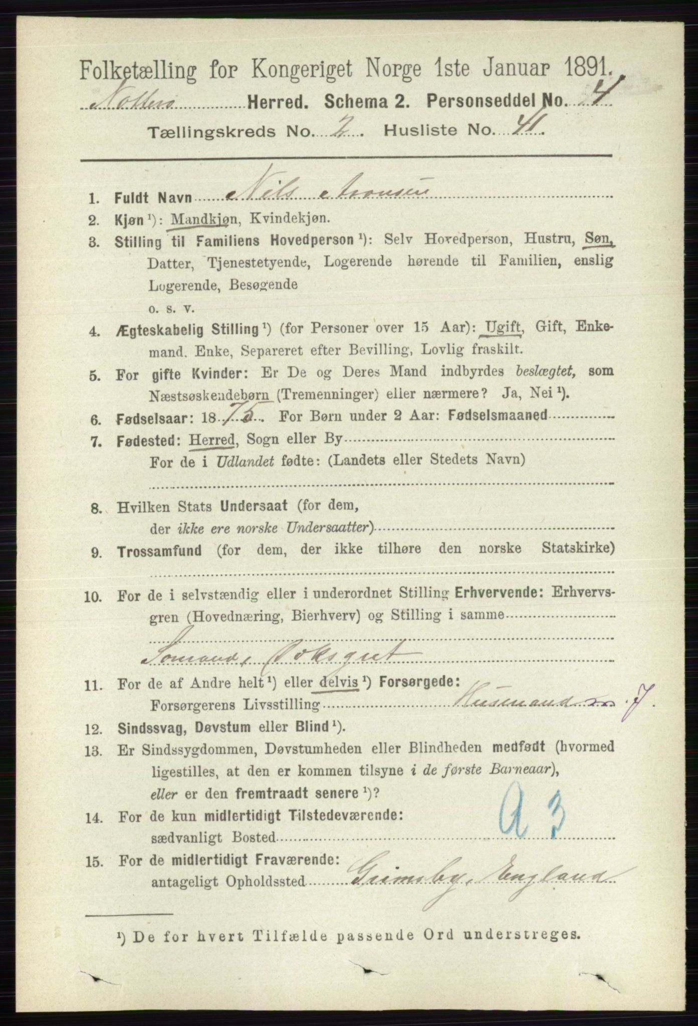 RA, 1891 census for 0722 Nøtterøy, 1891, p. 1115