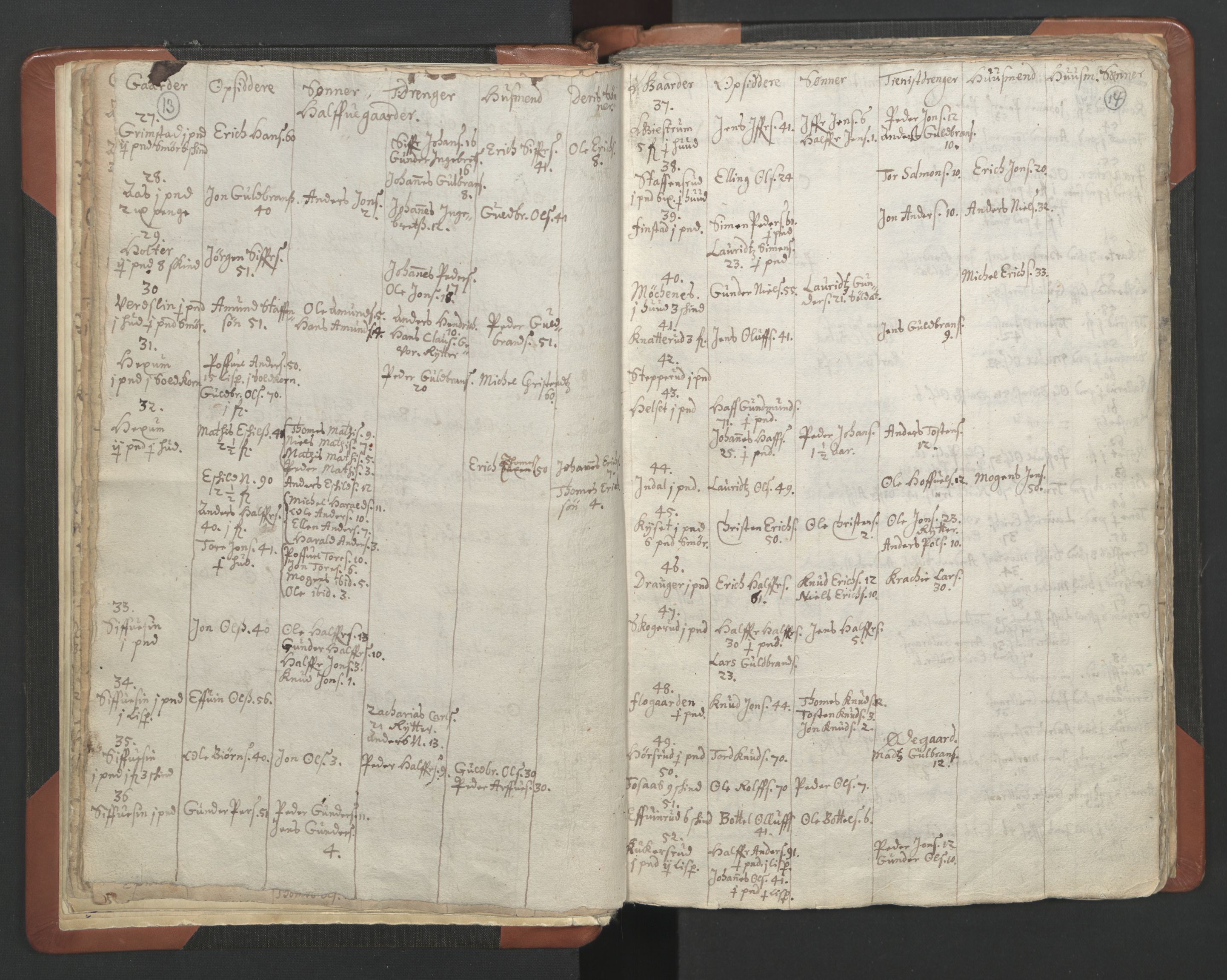 RA, Vicar's Census 1664-1666, no. 7: Hadeland deanery, 1664-1666, p. 13-14