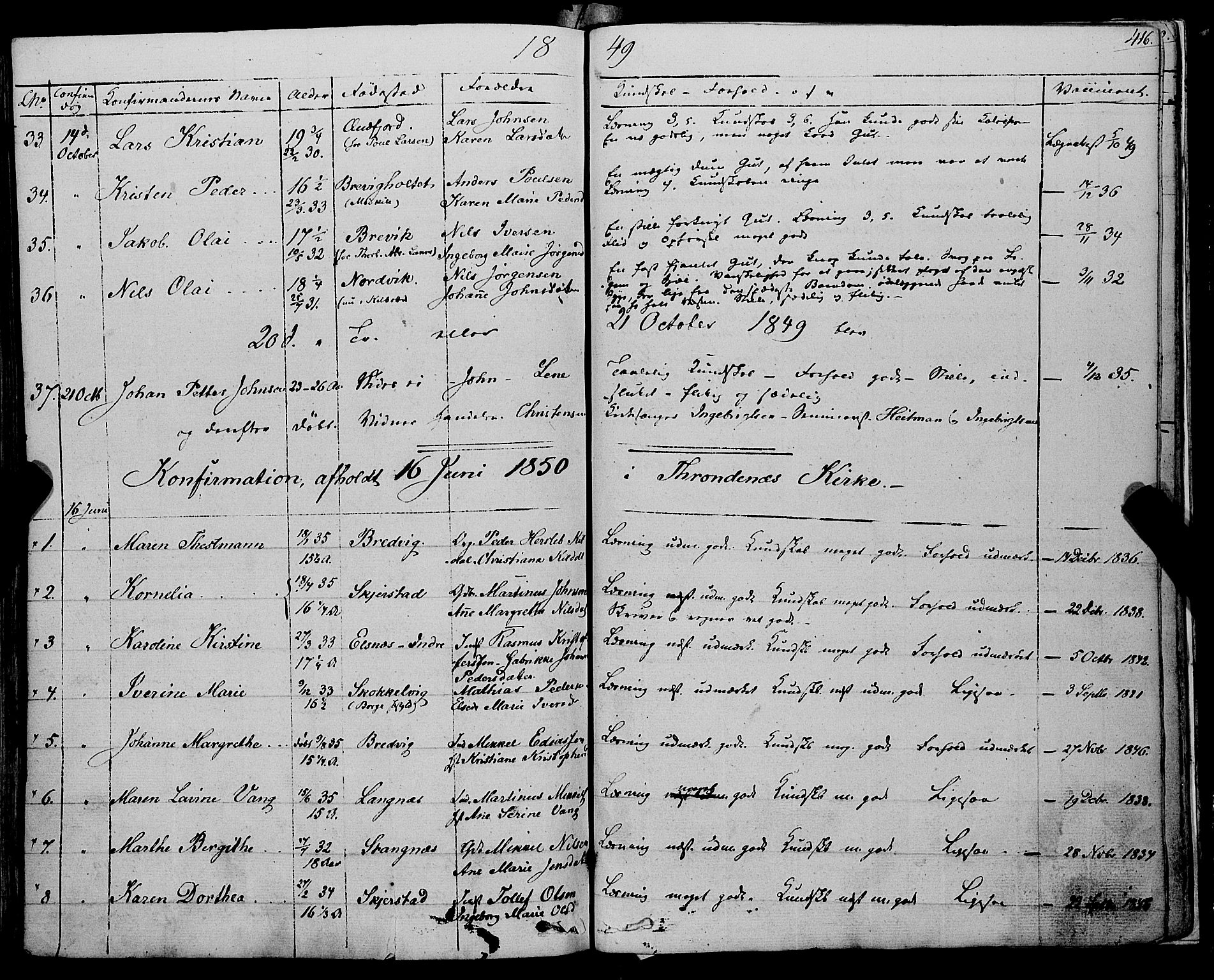 Trondenes sokneprestkontor, SATØ/S-1319/H/Ha/L0009kirke: Parish register (official) no. 9, 1841-1852, p. 416