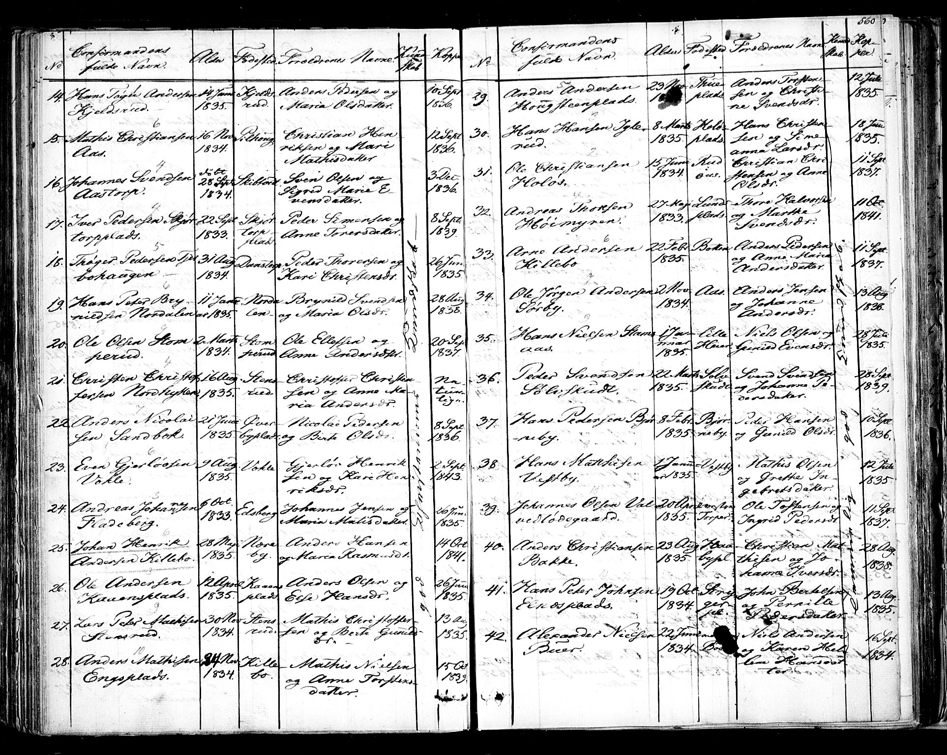 Rakkestad prestekontor Kirkebøker, AV/SAO-A-2008/F/Fa/L0008: Parish register (official) no. I 8, 1842-1849, p. 559-560