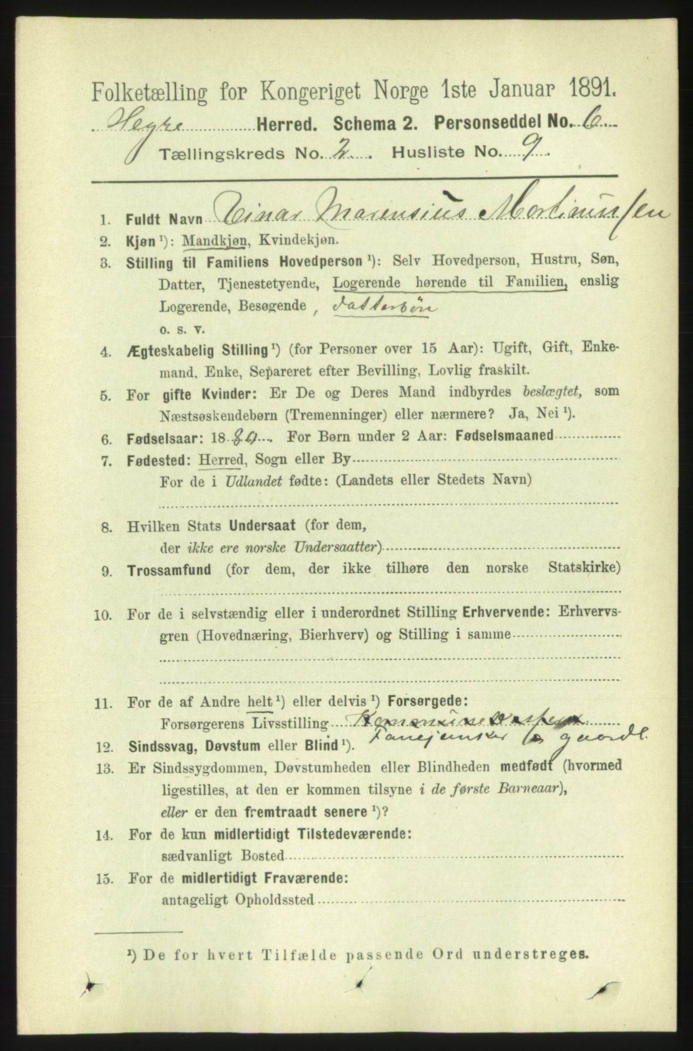 RA, 1891 census for 1712 Hegra, 1891, p. 565