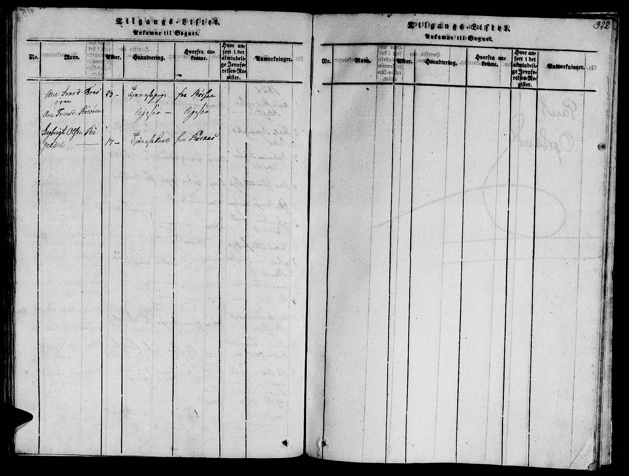 Ministerialprotokoller, klokkerbøker og fødselsregistre - Sør-Trøndelag, SAT/A-1456/612/L0372: Parish register (official) no. 612A06 /1, 1816-1828, p. 322