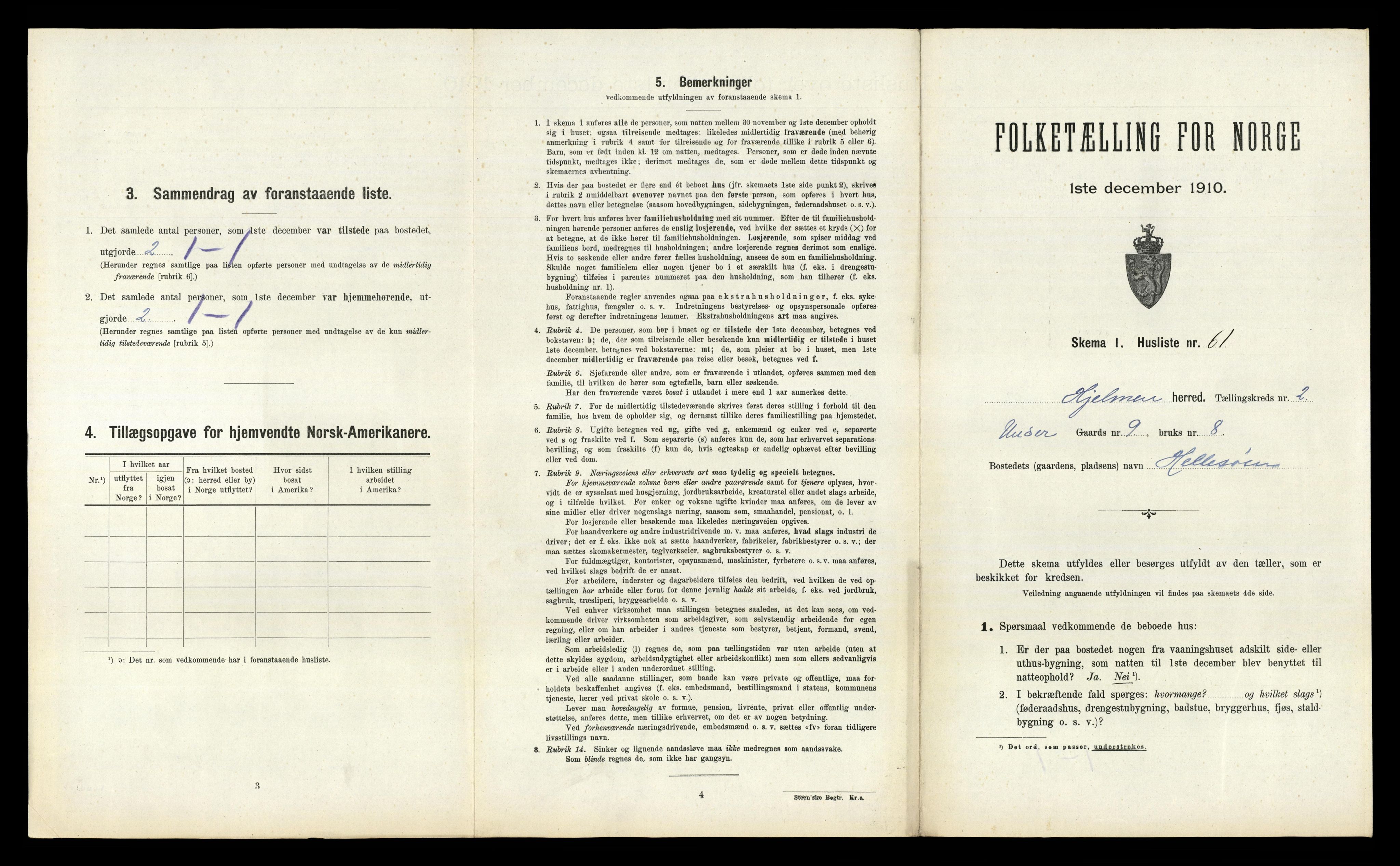 RA, 1910 census for Hjelme, 1910, p. 256
