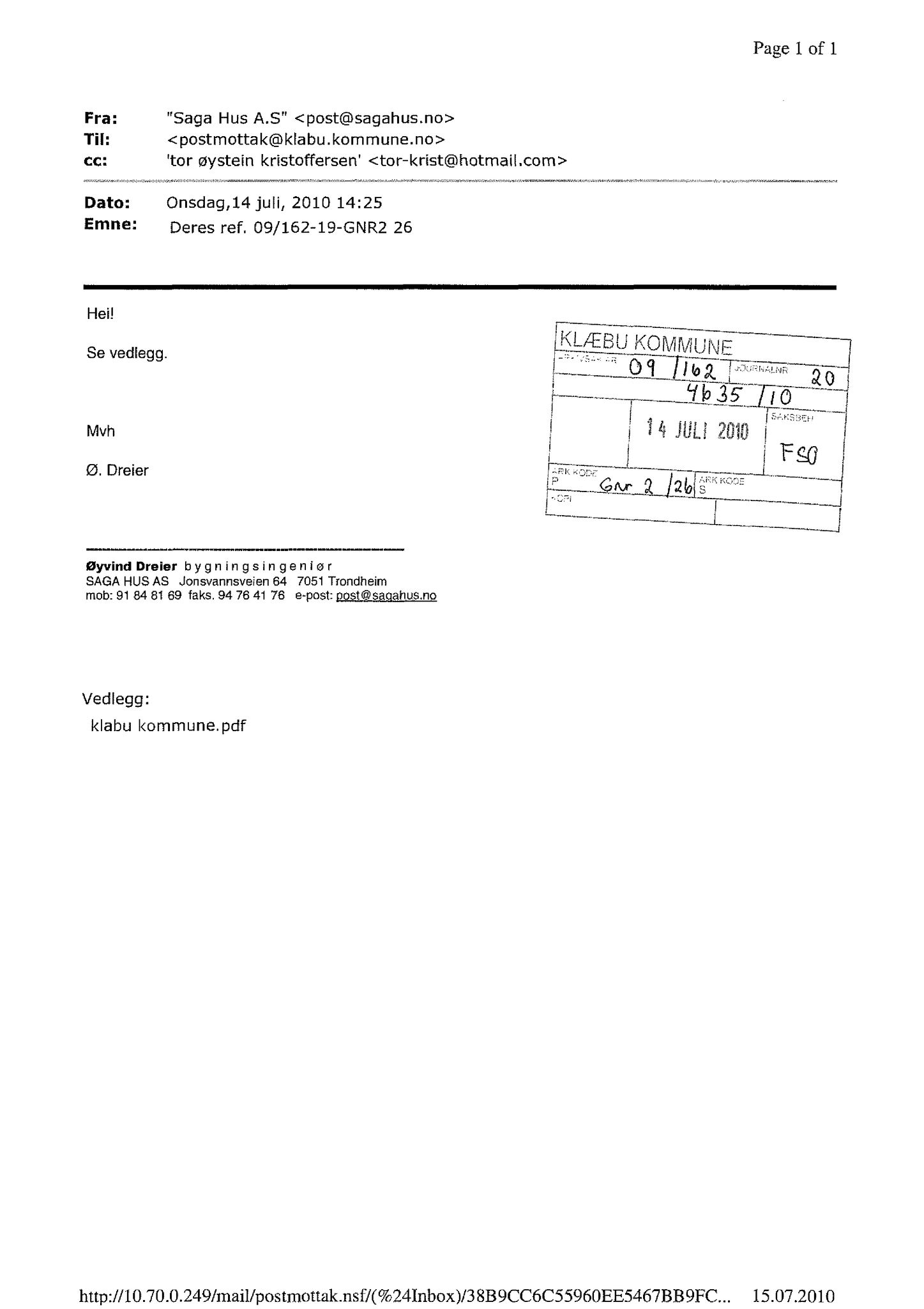 Klæbu Kommune, TRKO/KK/02-FS/L003: Formannsskapet - Møtedokumenter, 2010, p. 1702