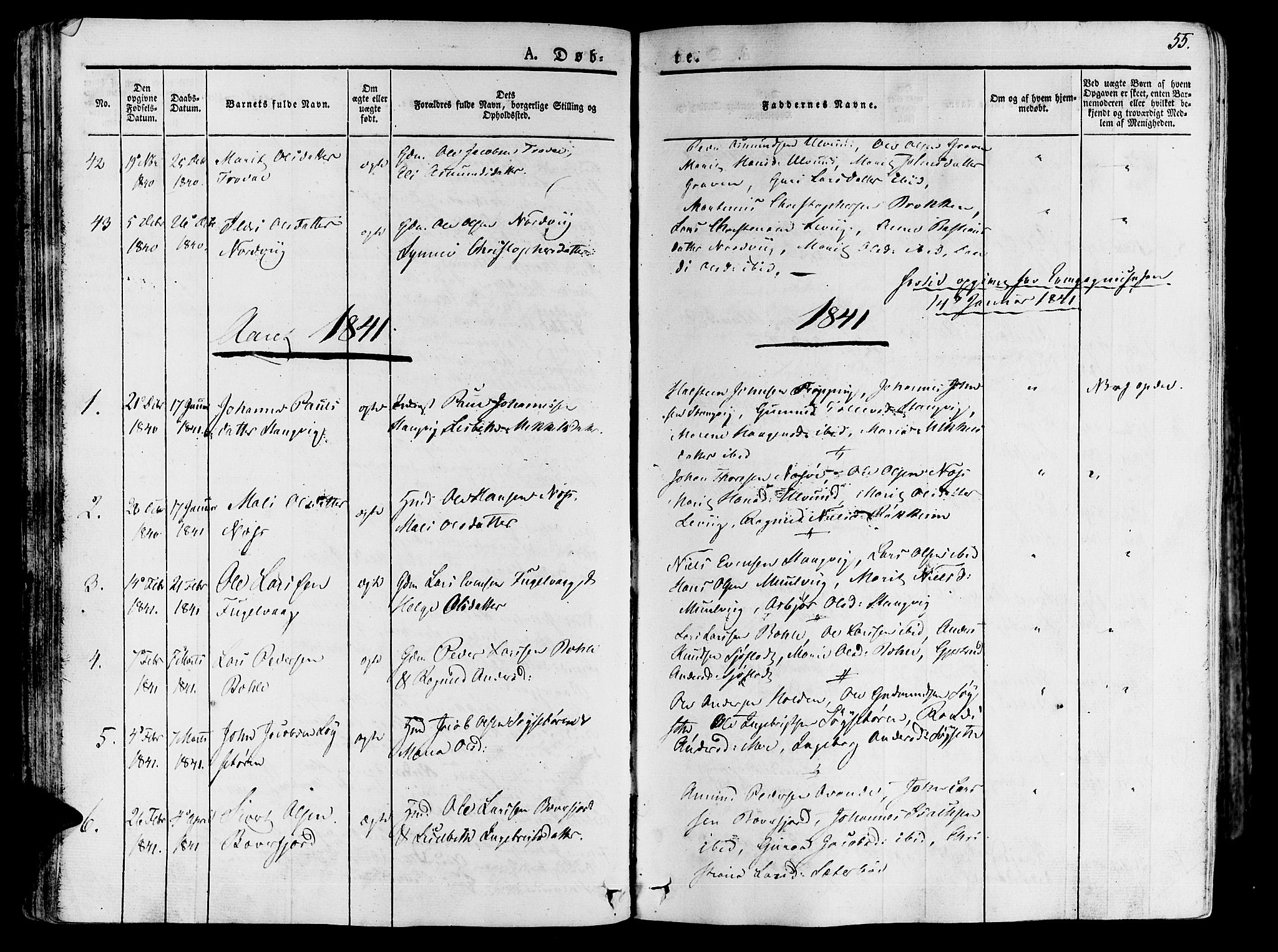 Ministerialprotokoller, klokkerbøker og fødselsregistre - Møre og Romsdal, AV/SAT-A-1454/592/L1024: Parish register (official) no. 592A03 /1, 1831-1849, p. 55