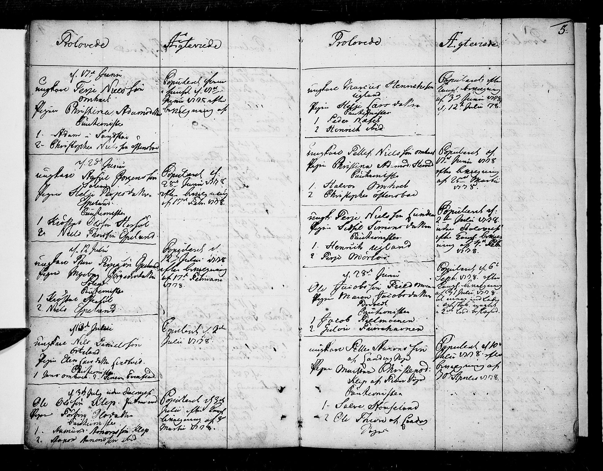 Øyestad sokneprestkontor, AV/SAK-1111-0049/F/Fa/L0009: Parish register (official) no. A 9, 1778-1808, p. 5