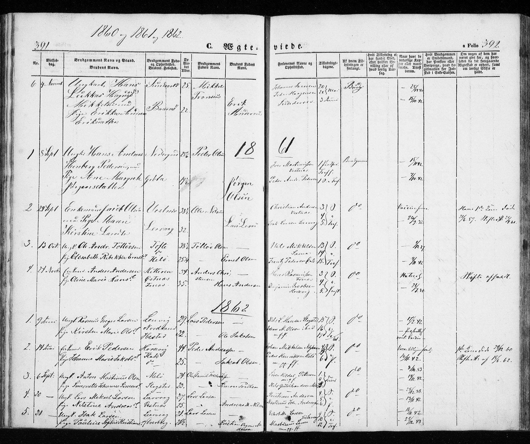 Trondenes sokneprestkontor, SATØ/S-1319/H/Ha/L0010kirke: Parish register (official) no. 10, 1840-1865, p. 391-392