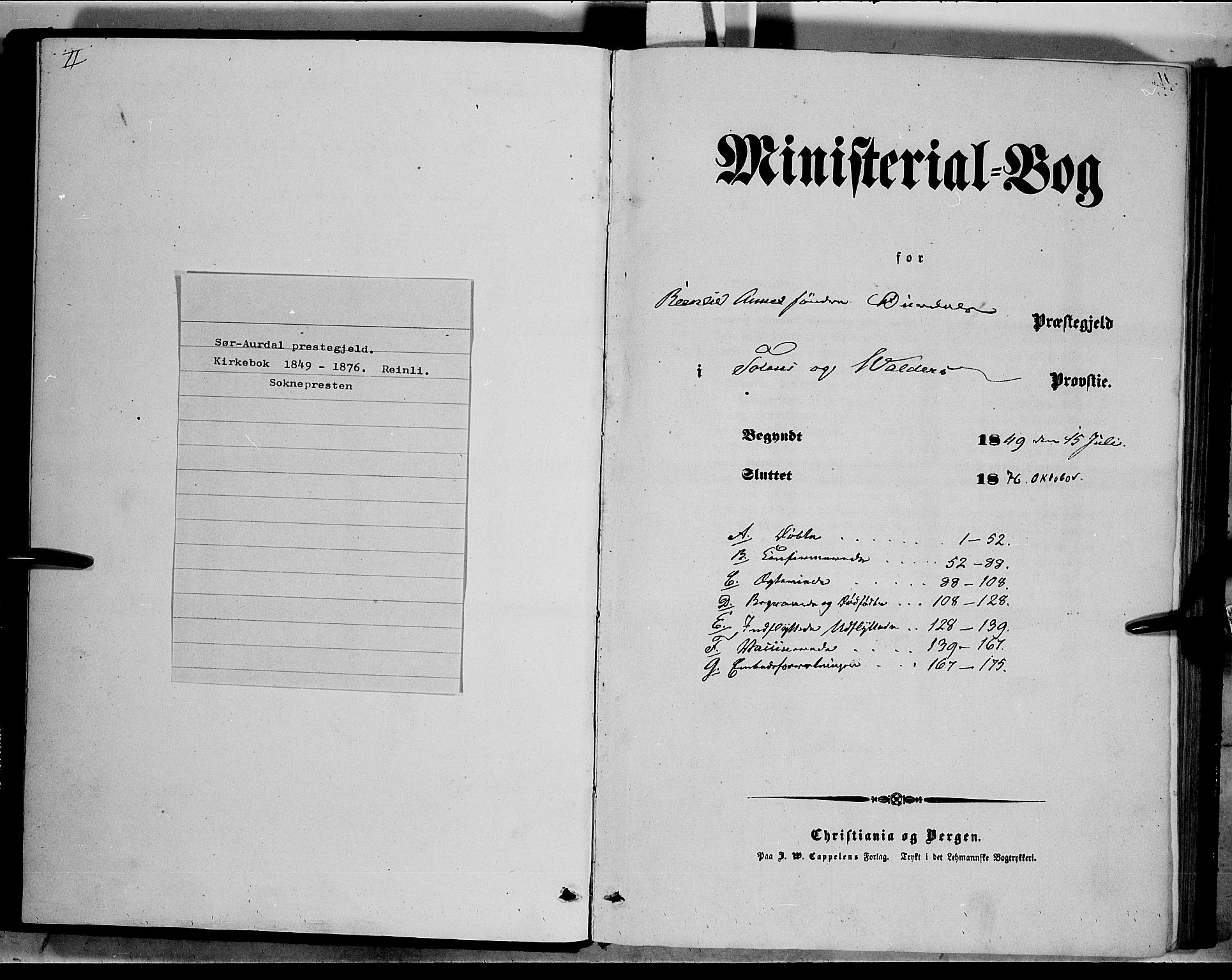 Sør-Aurdal prestekontor, SAH/PREST-128/H/Ha/Haa/L0006: Parish register (official) no. 6, 1849-1876