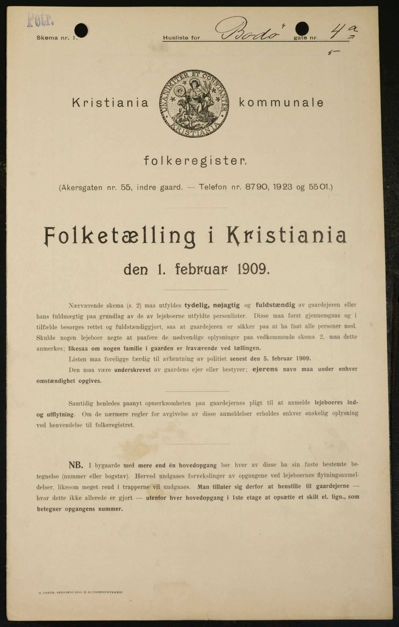 OBA, Municipal Census 1909 for Kristiania, 1909, p. 6265