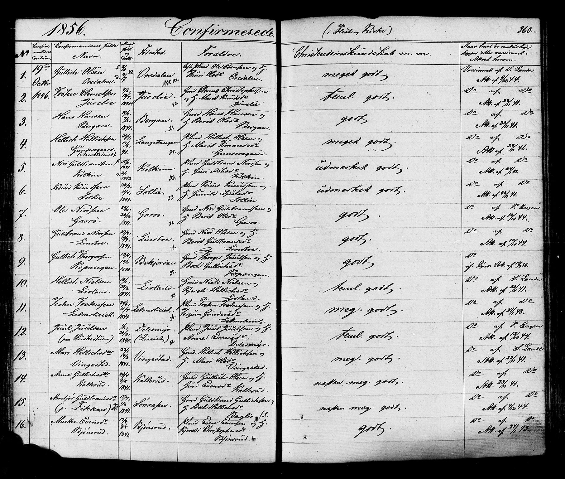 Flesberg kirkebøker, SAKO/A-18/F/Fa/L0006: Parish register (official) no. I 6, 1834-1860, p. 260