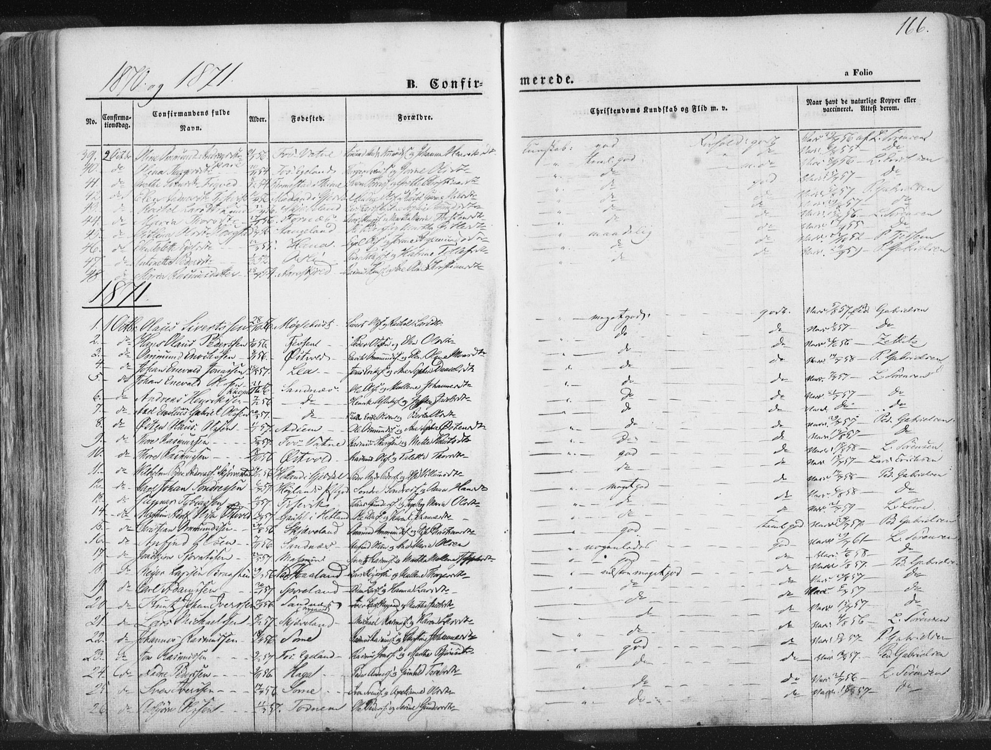 Høyland sokneprestkontor, AV/SAST-A-101799/001/30BA/L0010: Parish register (official) no. A 9.1, 1857-1877, p. 166