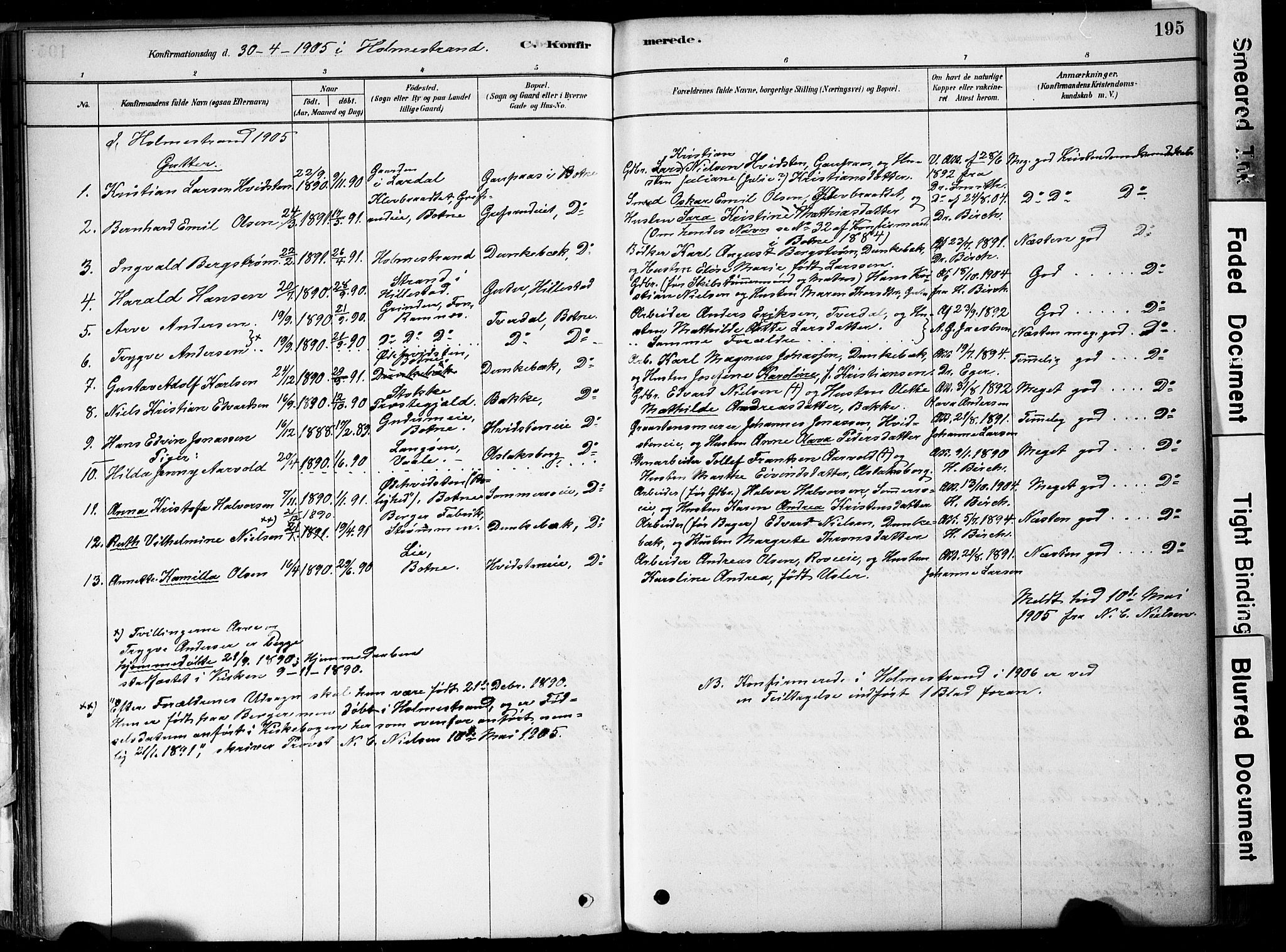 Botne kirkebøker, AV/SAKO-A-340/F/Fa/L0007: Parish register (official) no. I 7, 1878-1910, p. 195