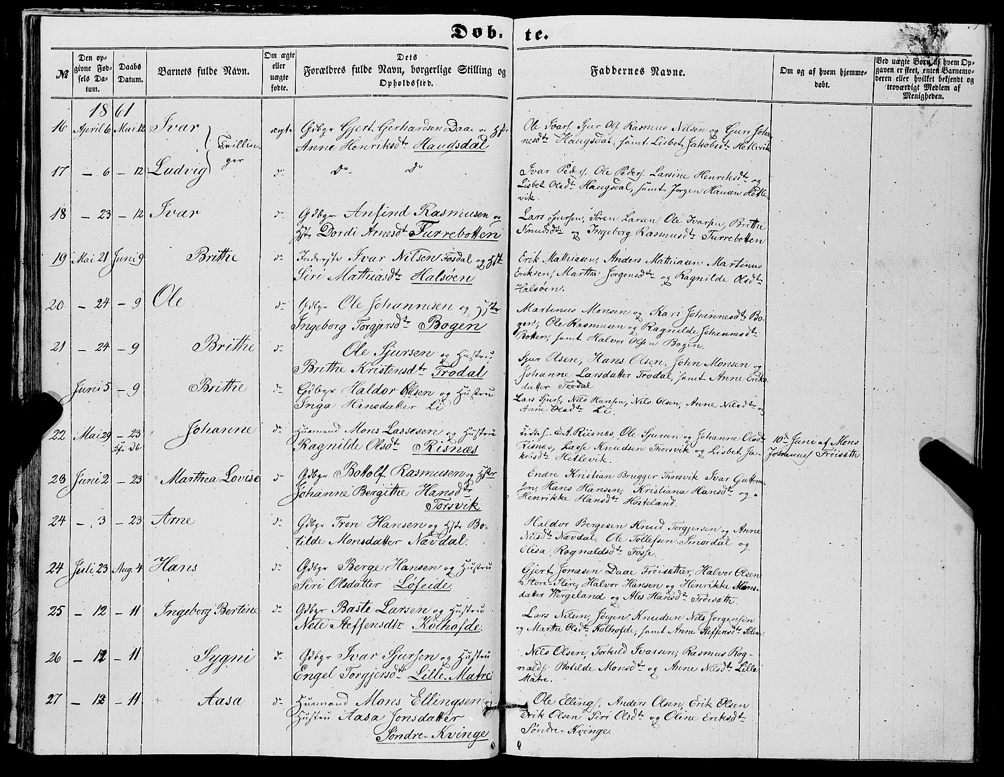 Masfjorden Sokneprestembete, AV/SAB-A-77001: Parish register (copy) no. A 1, 1851-1875, p. 39