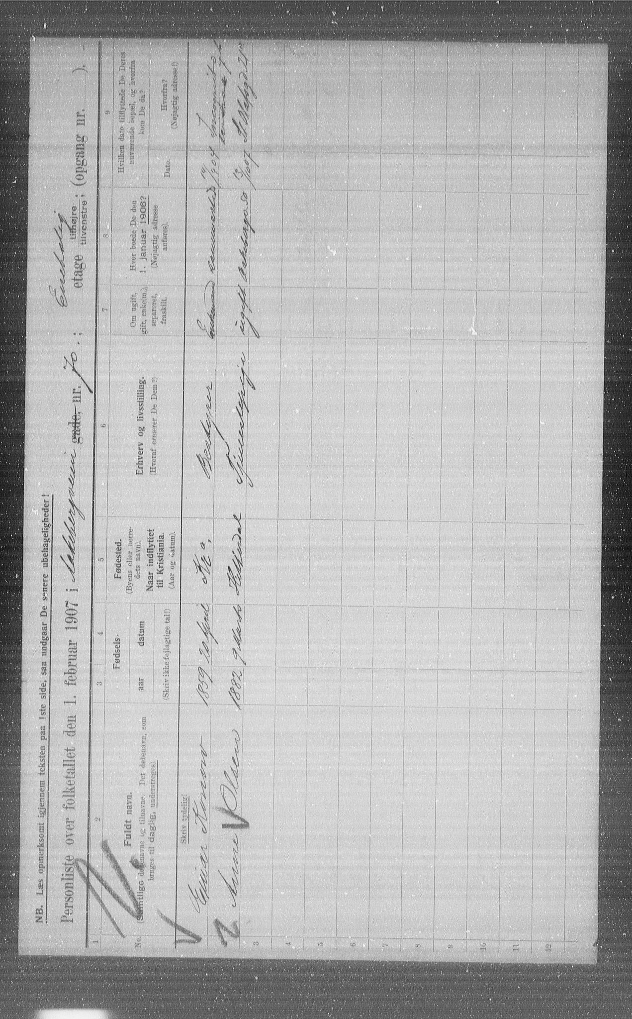 OBA, Municipal Census 1907 for Kristiania, 1907, p. 66565