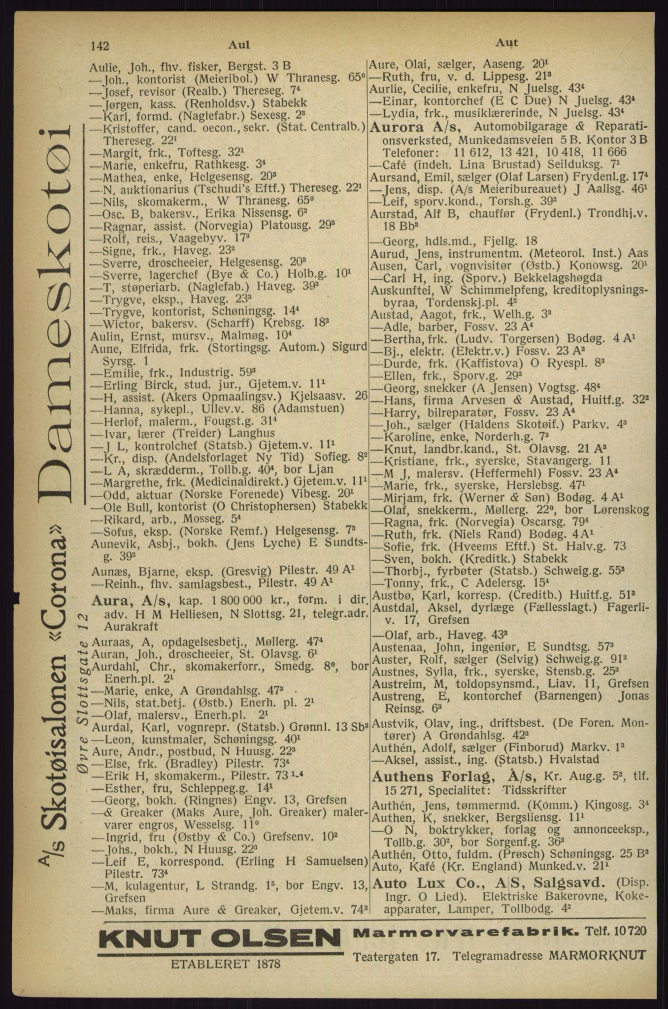 Kristiania/Oslo adressebok, PUBL/-, 1927, p. 142