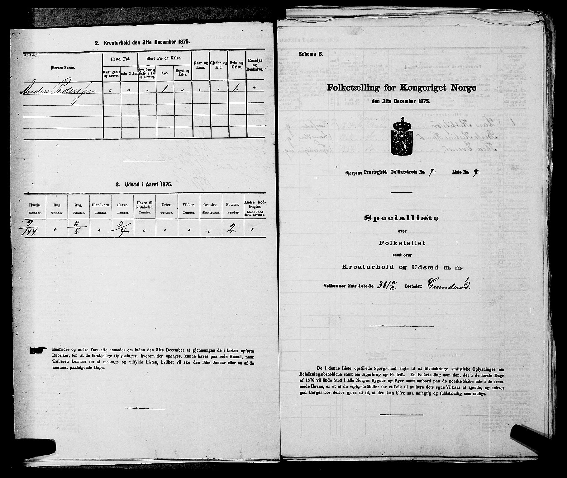 SAKO, 1875 census for 0812P Gjerpen, 1875, p. 858