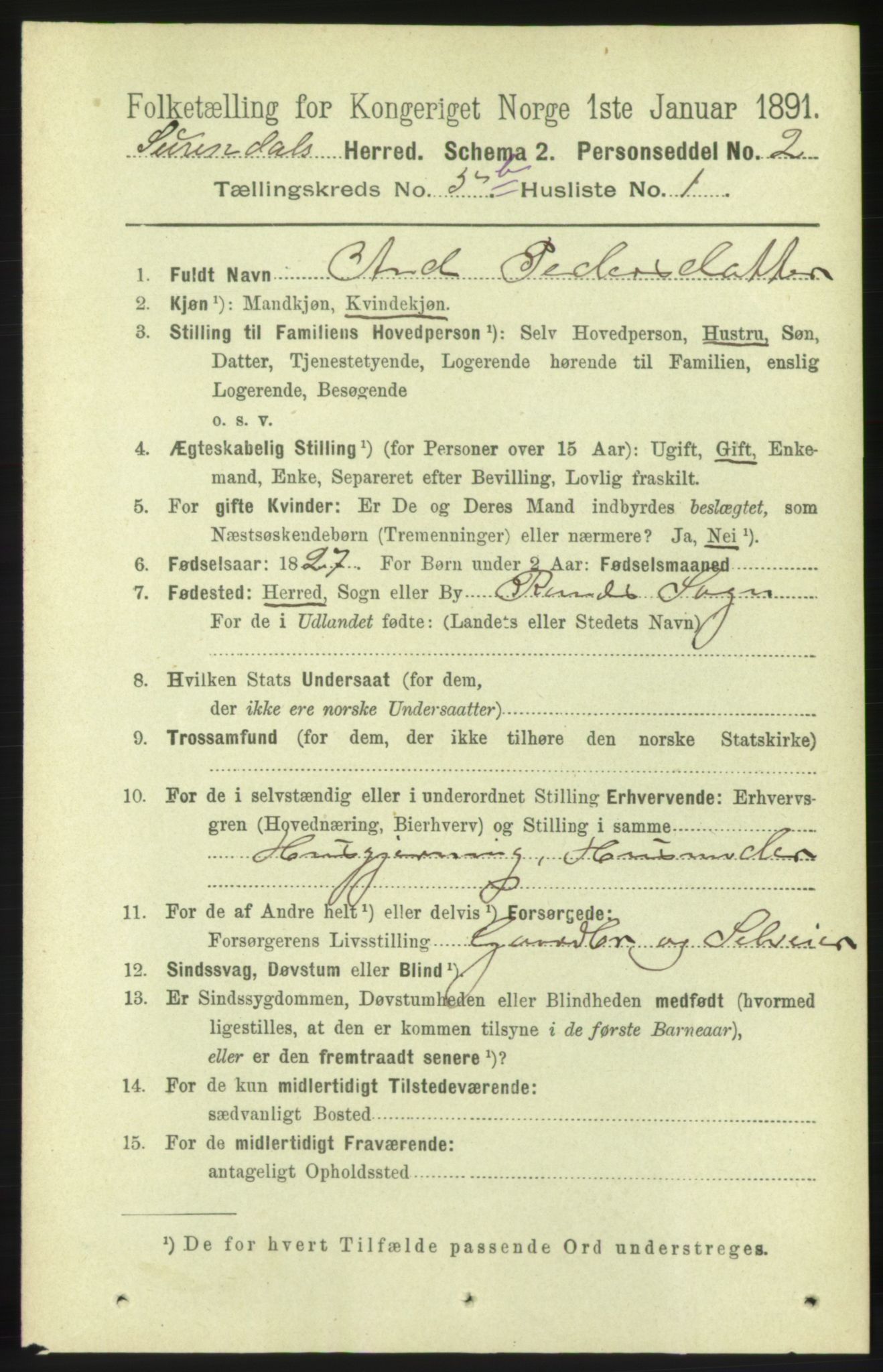 RA, 1891 census for 1566 Surnadal, 1891, p. 1487