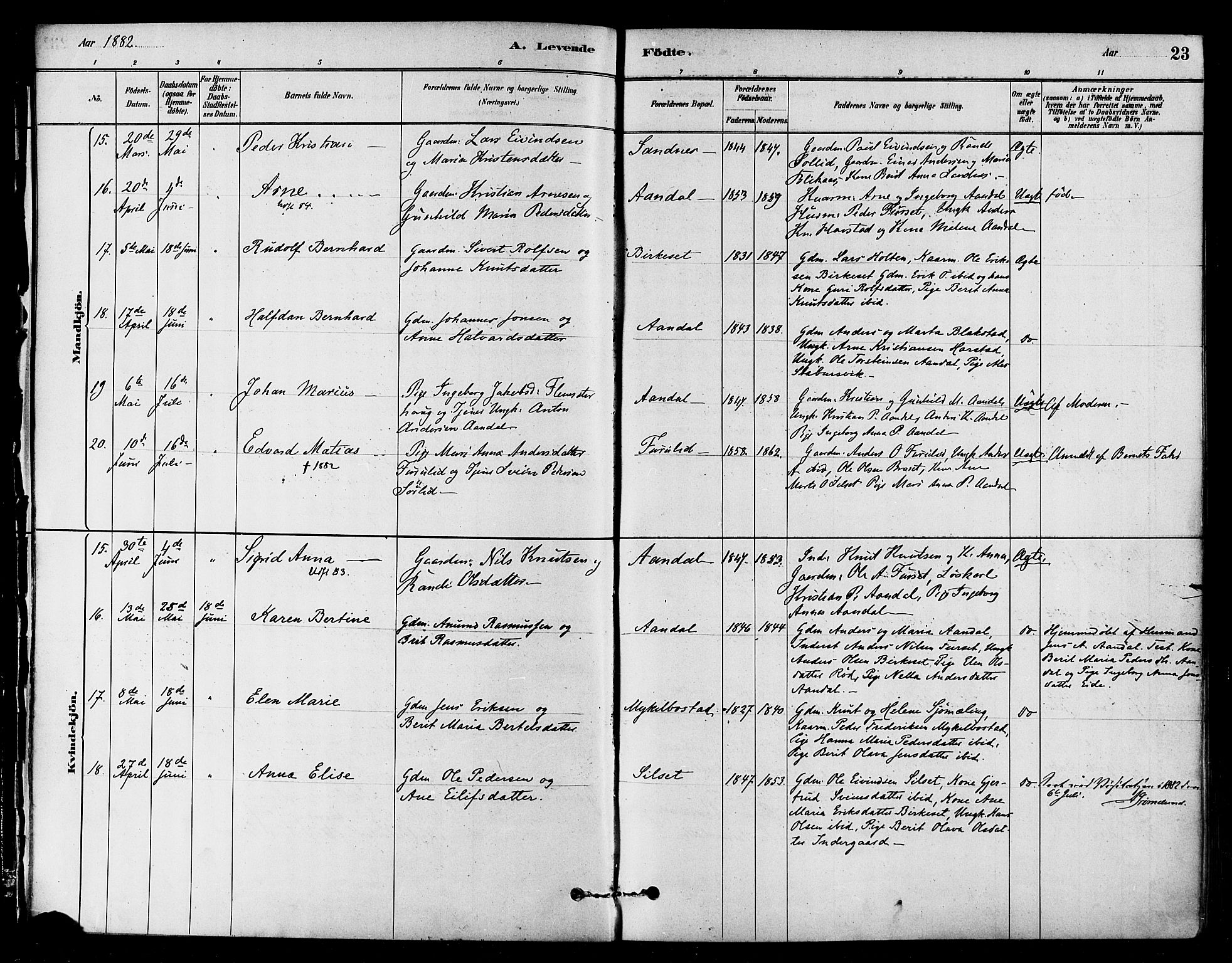 Ministerialprotokoller, klokkerbøker og fødselsregistre - Møre og Romsdal, AV/SAT-A-1454/584/L0967: Parish register (official) no. 584A07, 1879-1894, p. 23