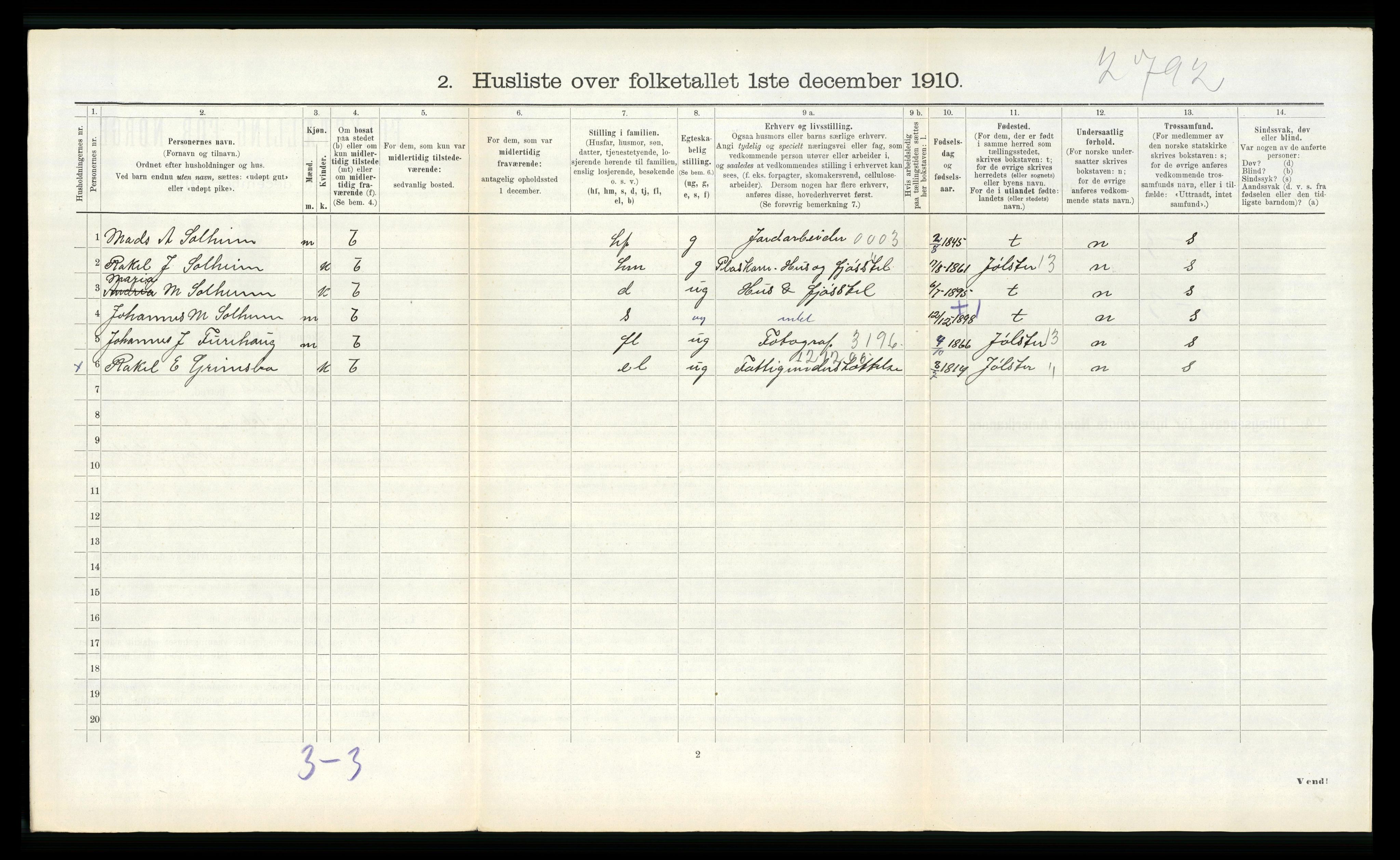 RA, 1910 census for Naustdal, 1910, p. 546