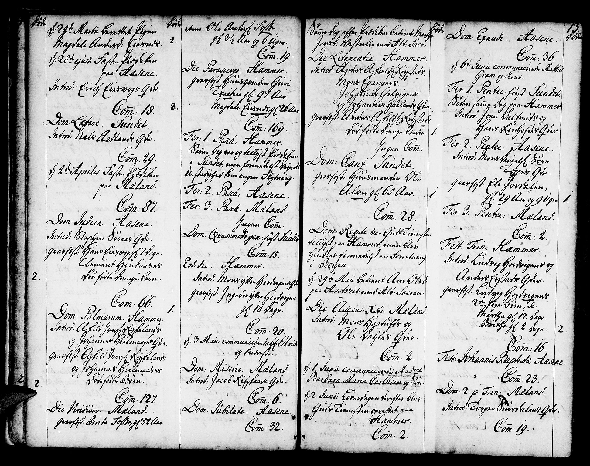 Hamre sokneprestembete, SAB/A-75501/H/Ha/Haa/Haaa/L0006: Parish register (official) no. A 6, 1750-1761, p. 13