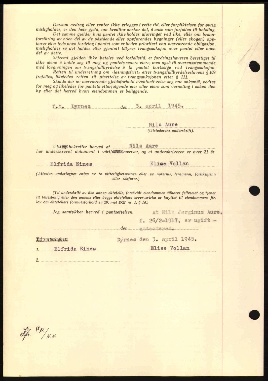 Nordmøre sorenskriveri, AV/SAT-A-4132/1/2/2Ca: Mortgage book no. B92, 1944-1945, Diary no: : 578/1945