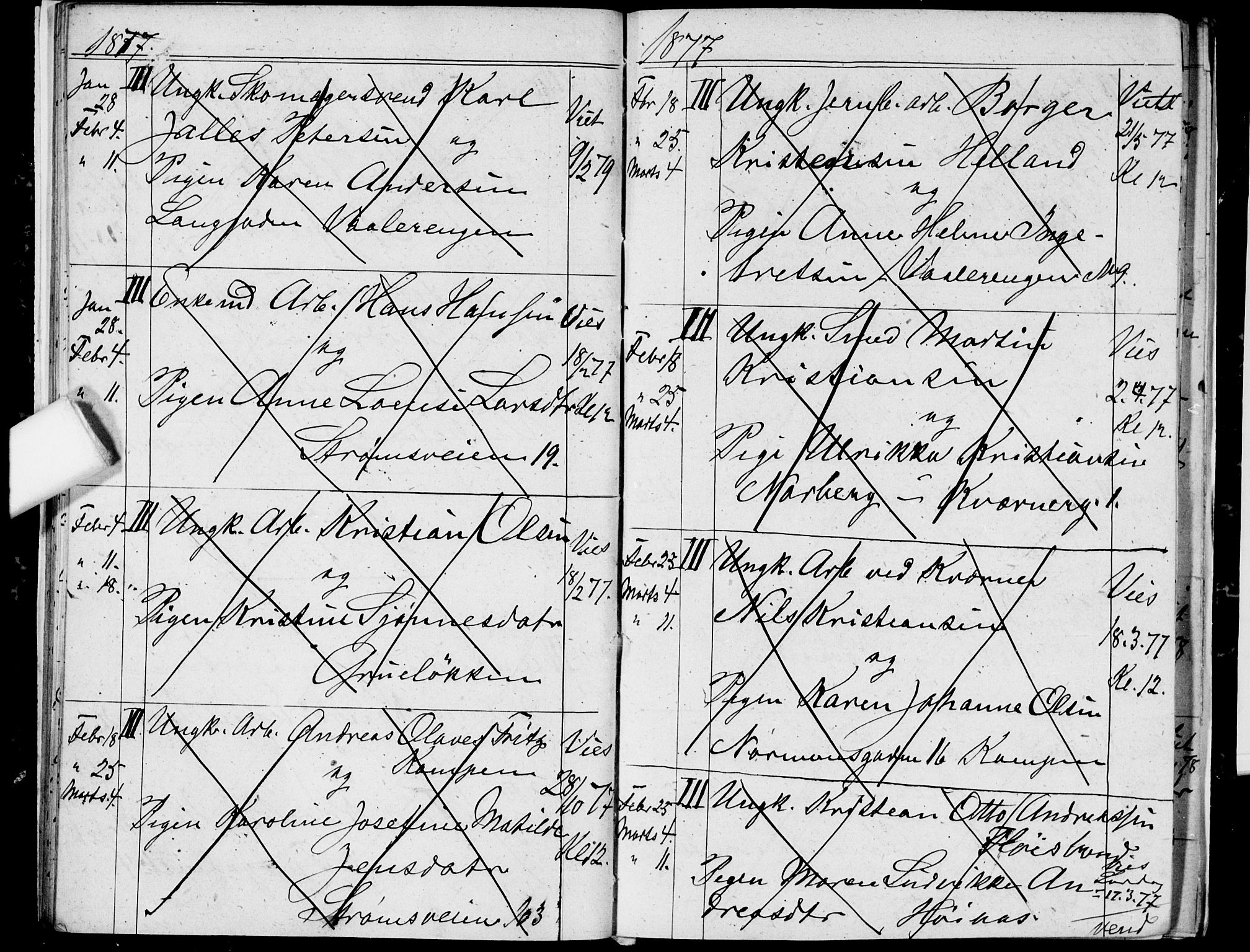 Østre Aker prestekontor Kirkebøker, SAO/A-10840/H/Ha/L0003: Banns register no. I 3, 1873-1878