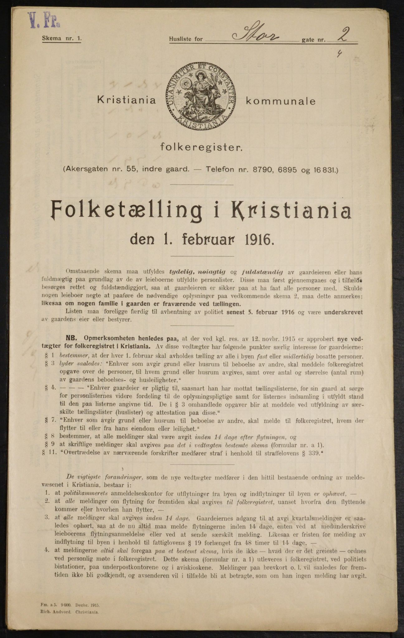 OBA, Municipal Census 1916 for Kristiania, 1916, p. 105703