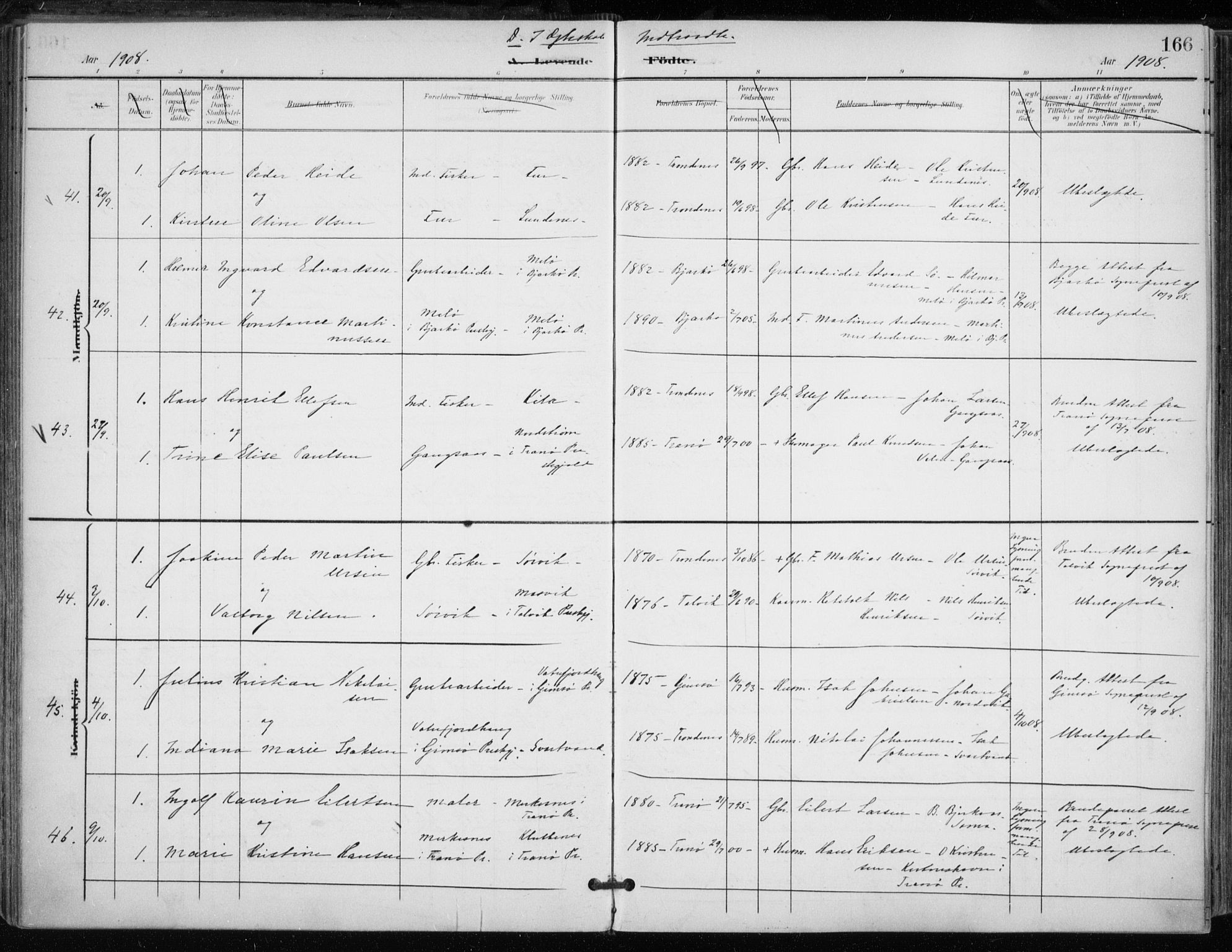 Trondenes sokneprestkontor, AV/SATØ-S-1319/H/Ha/L0017kirke: Parish register (official) no. 17, 1899-1908, p. 166