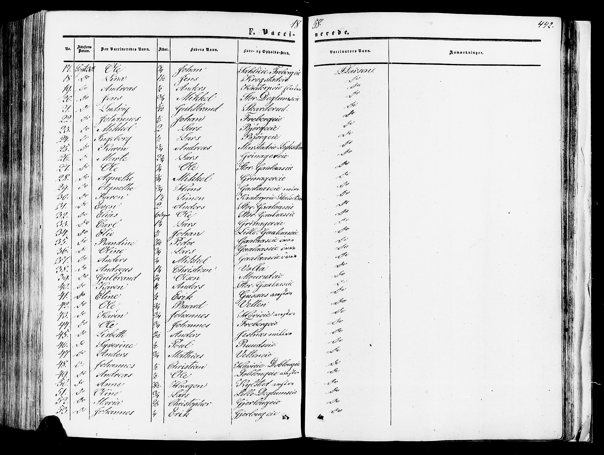 Vang prestekontor, Hedmark, SAH/PREST-008/H/Ha/Haa/L0013: Parish register (official) no. 13, 1855-1879, p. 442