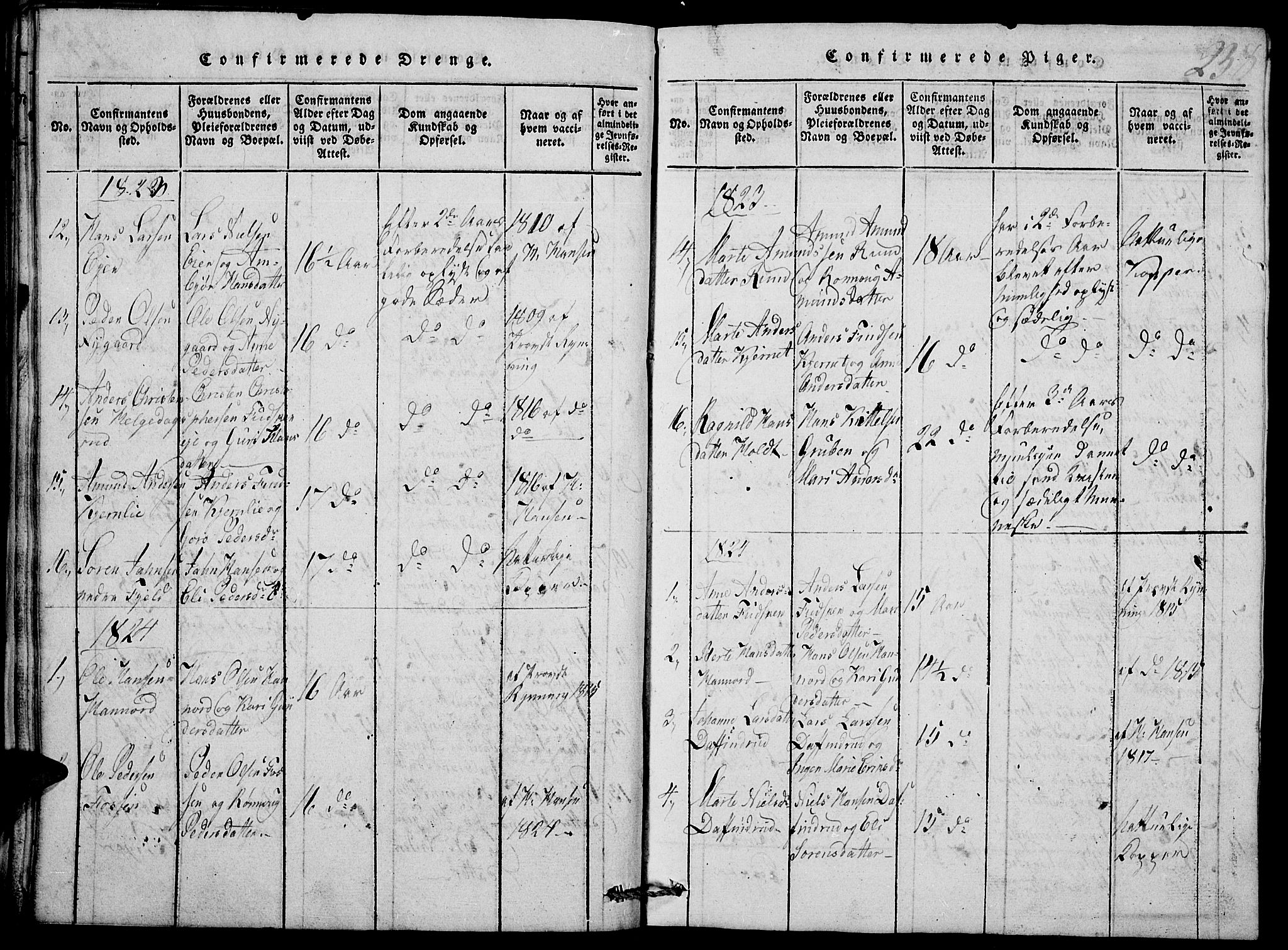 Nord-Odal prestekontor, SAH/PREST-032/H/Ha/Hab/L0001: Parish register (copy) no. 1, 1819-1838, p. 238