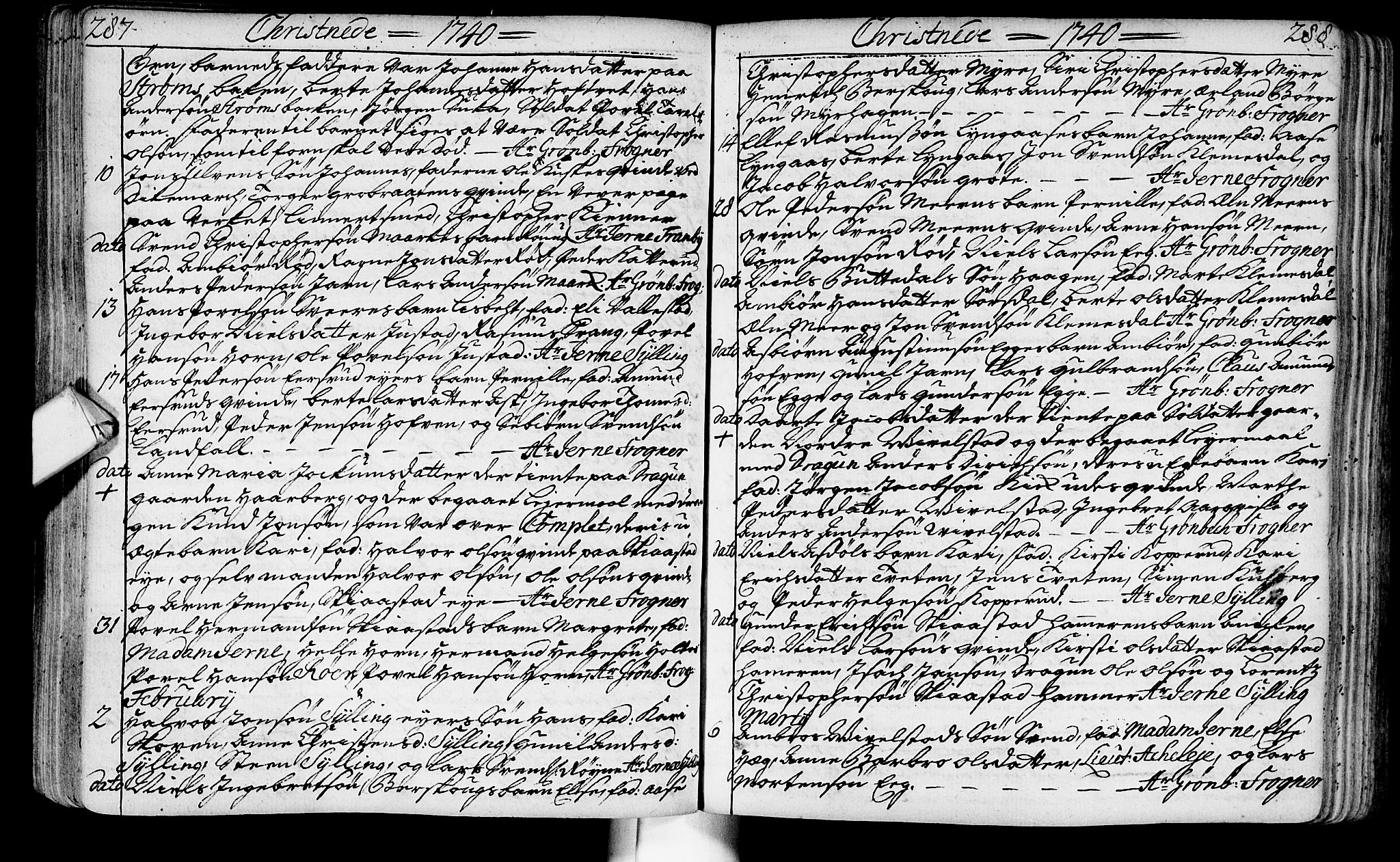 Lier kirkebøker, SAKO/A-230/F/Fa/L0003: Parish register (official) no. I 3, 1727-1748, p. 287-288