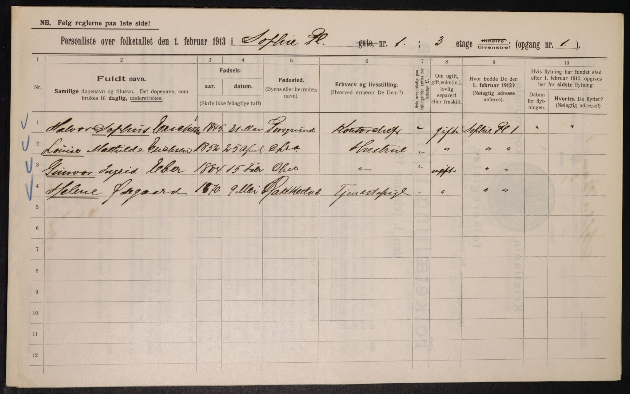 OBA, Municipal Census 1913 for Kristiania, 1913, p. 99369