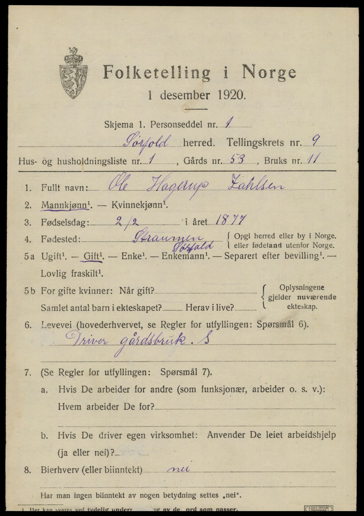 SAT, 1920 census for Sørfold, 1920, p. 4855