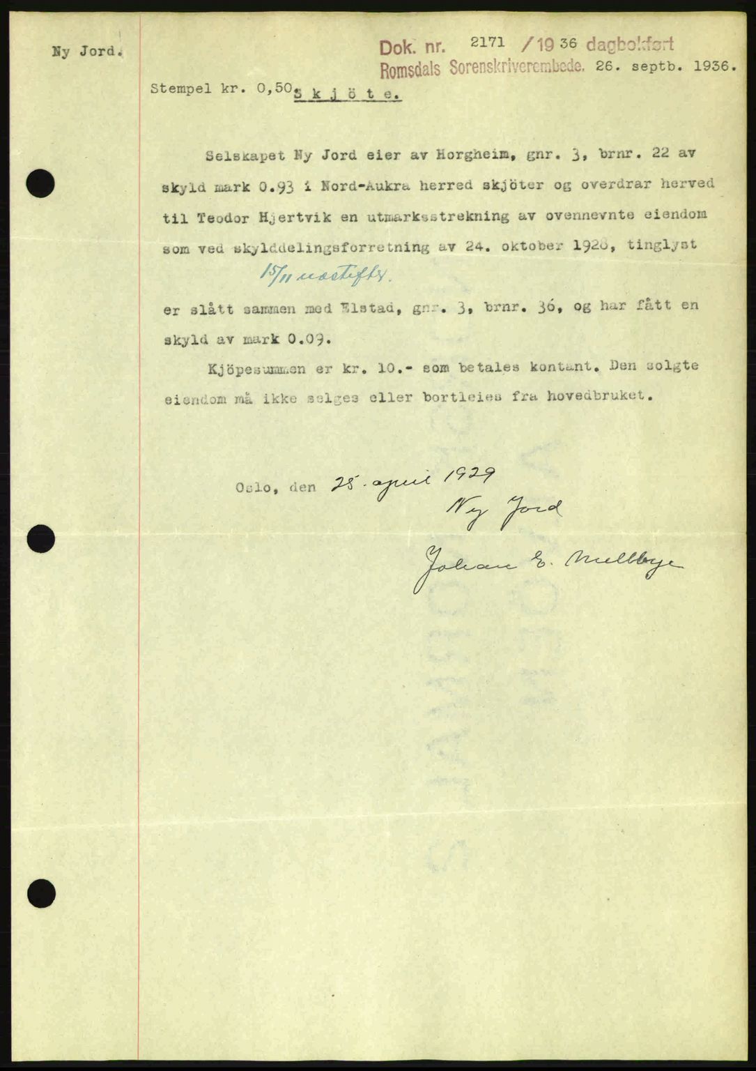 Romsdal sorenskriveri, SAT/A-4149/1/2/2C: Mortgage book no. A2, 1936-1937, Diary no: : 2171/1936