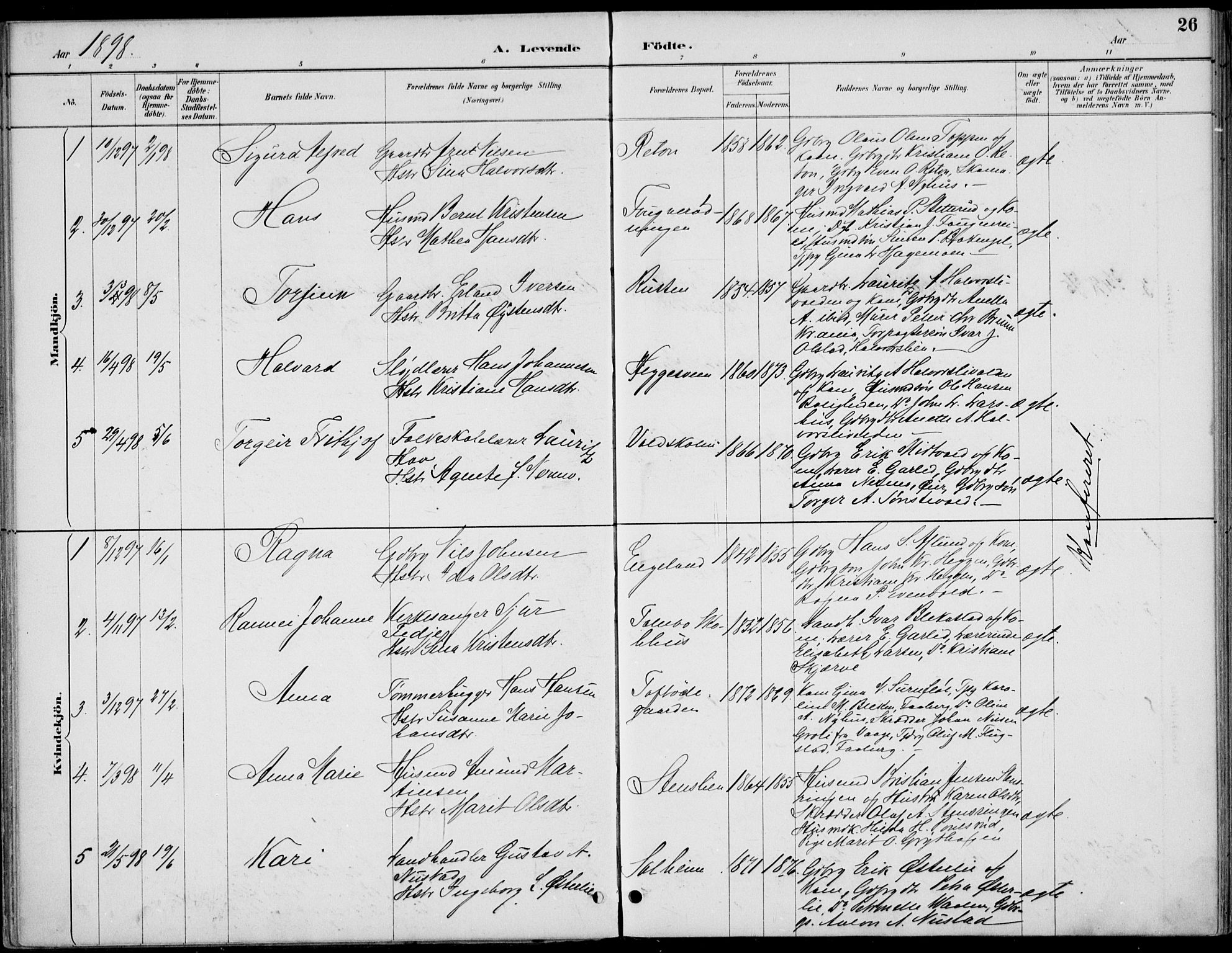 Østre Gausdal prestekontor, SAH/PREST-092/H/Ha/Haa/L0003: Parish register (official) no. 3, 1887-1901, p. 26