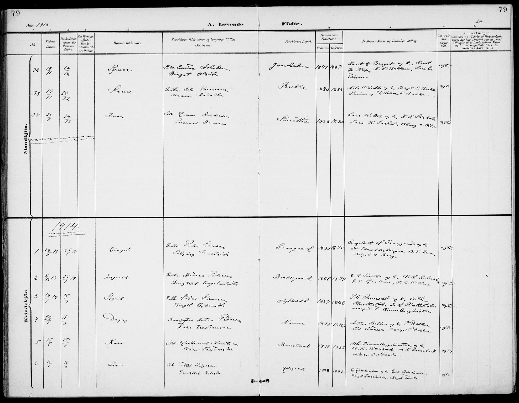 Gol kirkebøker, SAKO/A-226/F/Fa/L0006: Parish register (official) no. I 6, 1901-1918, p. 79