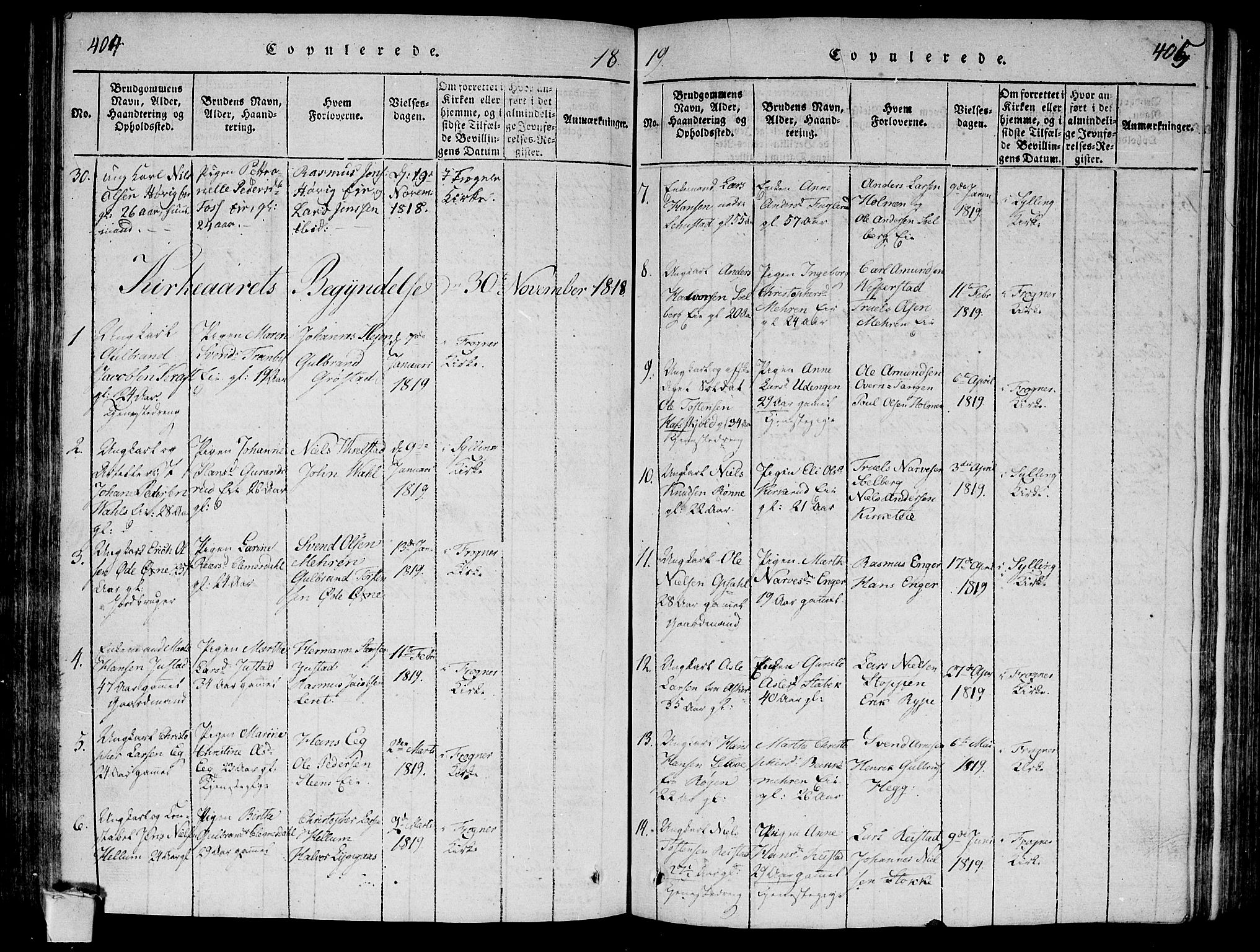 Lier kirkebøker, SAKO/A-230/F/Fa/L0008: Parish register (official) no. I 8, 1813-1825, p. 404-405